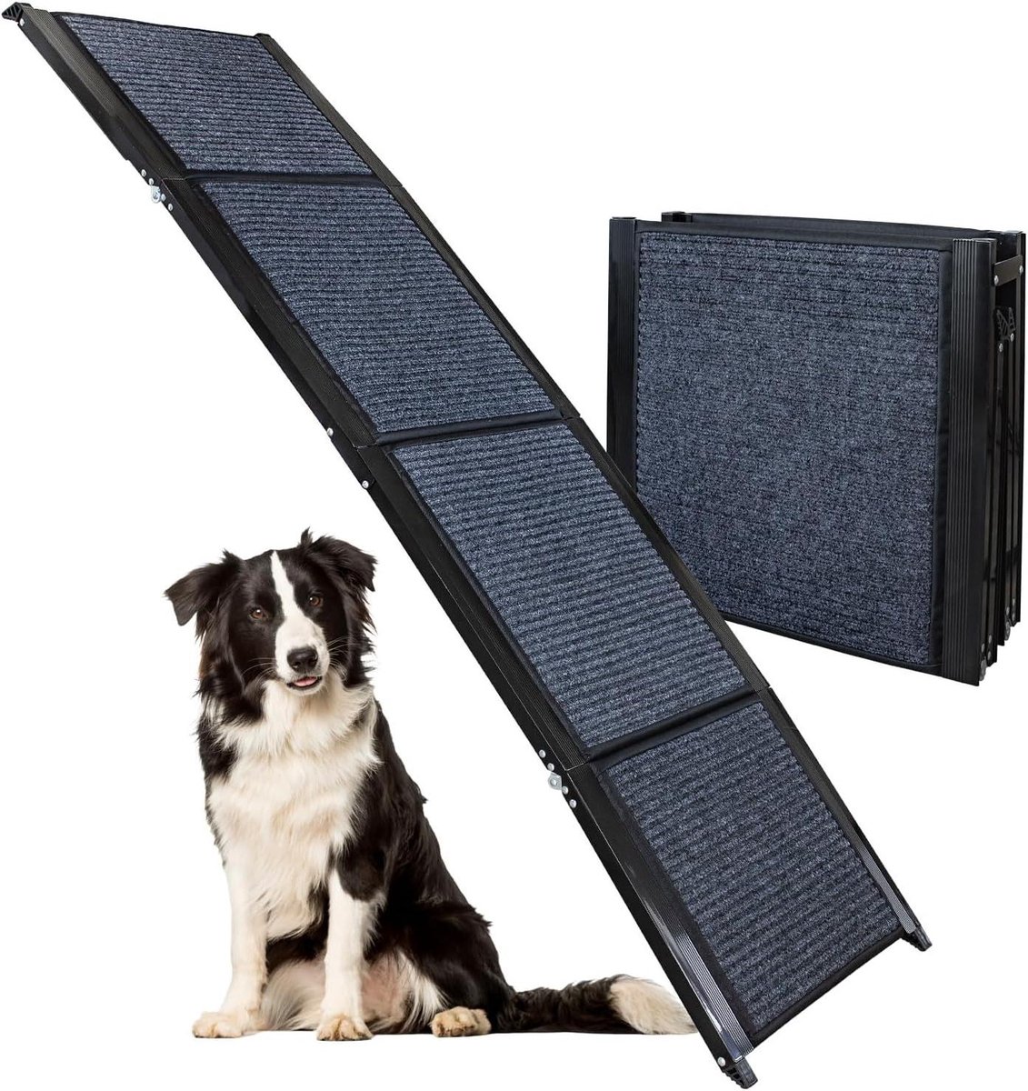 Hondenloopplank Auto - Hondenoprijplaat - Veilig Instappen - Antislip Oppervlak - 180 x 50 cm - Zwart