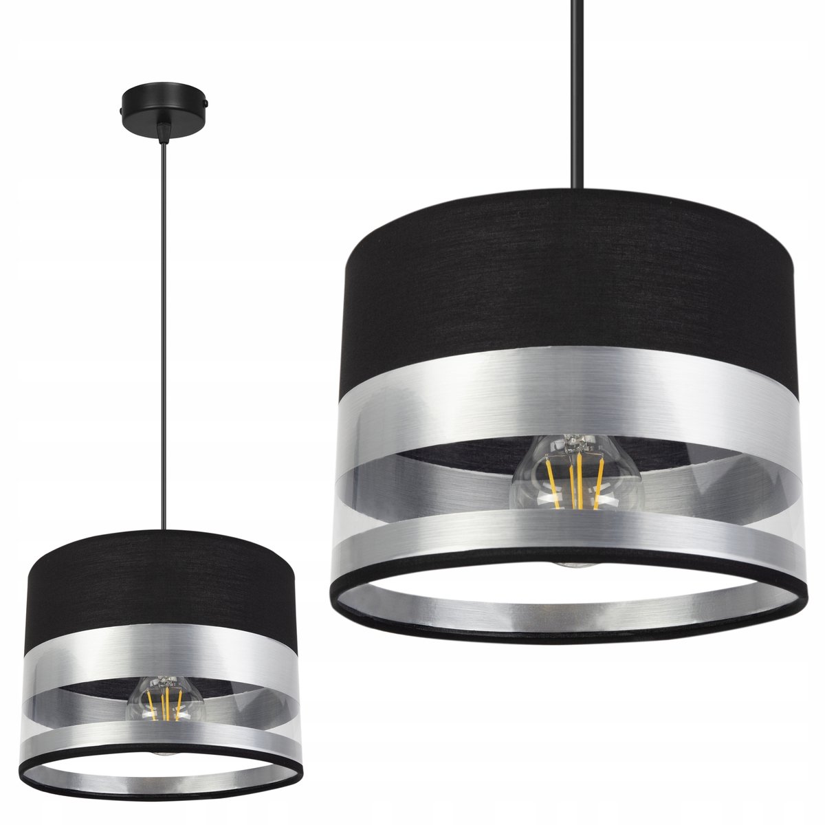 Moderne Hanglamp Chroom met Stof Kap - E27 Fitting