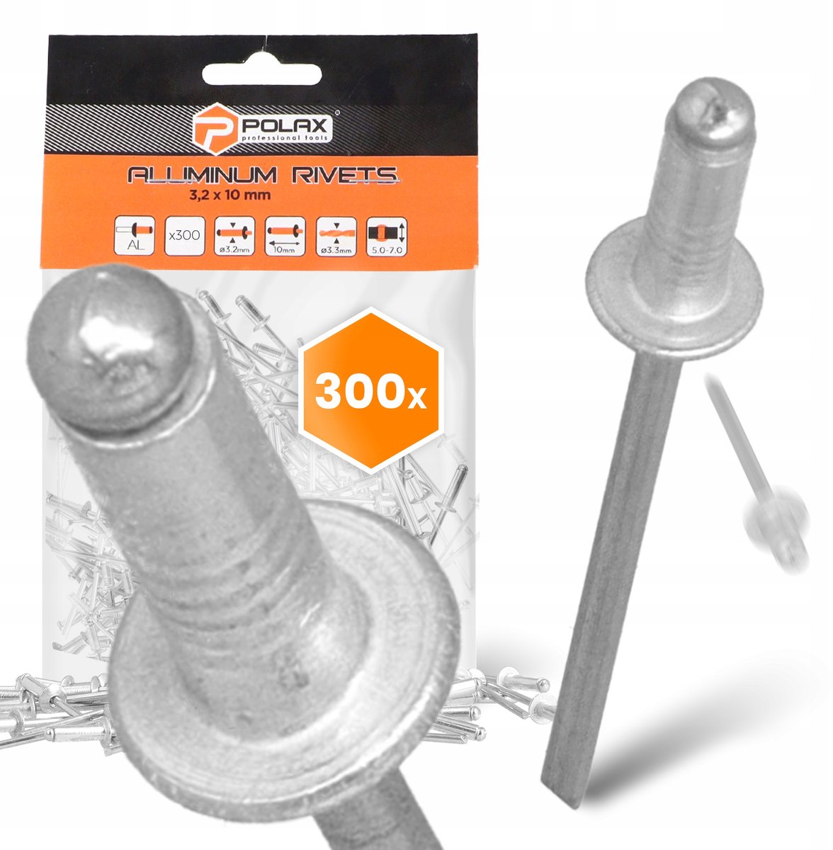 300x Aluminium Blindklinknagels 3,2x10 mm Verzinkt Staal