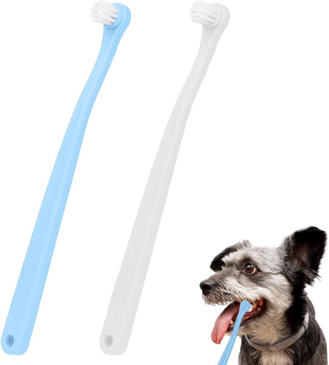 2 Stuks Honden Tandenborstel Set voor Kleine Honden en Katten - Zachte Reinigingsborstels voor Huisdieren, Reisvriendelijk en Effectief in Tandverzorging