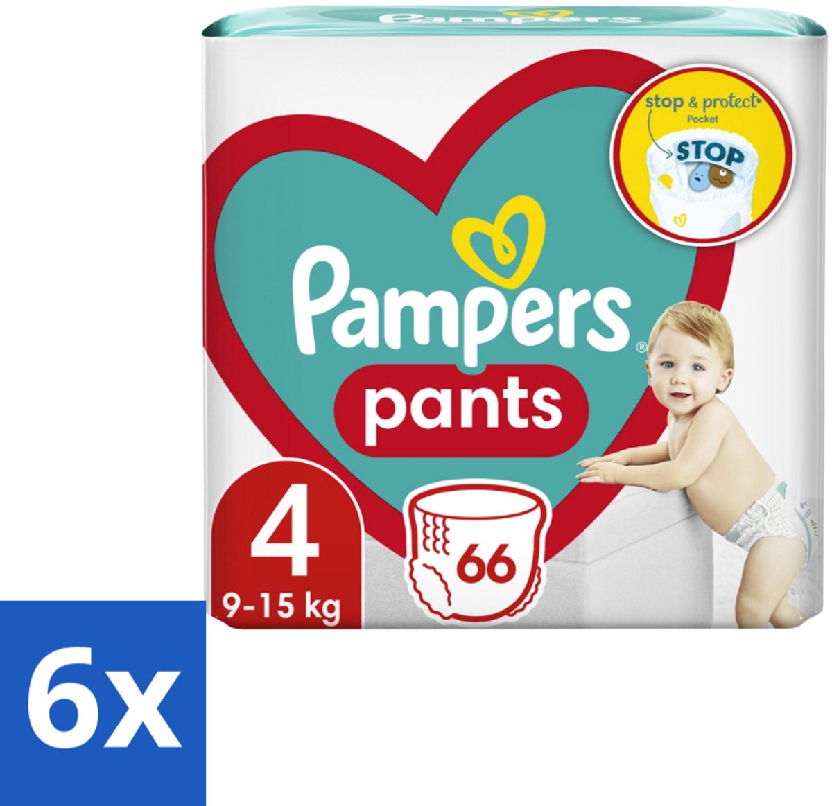 Pampers – Luierbroekjes – Pants Maat 4 – 66 Luiers - Voordeelverpakking - 6 stuks