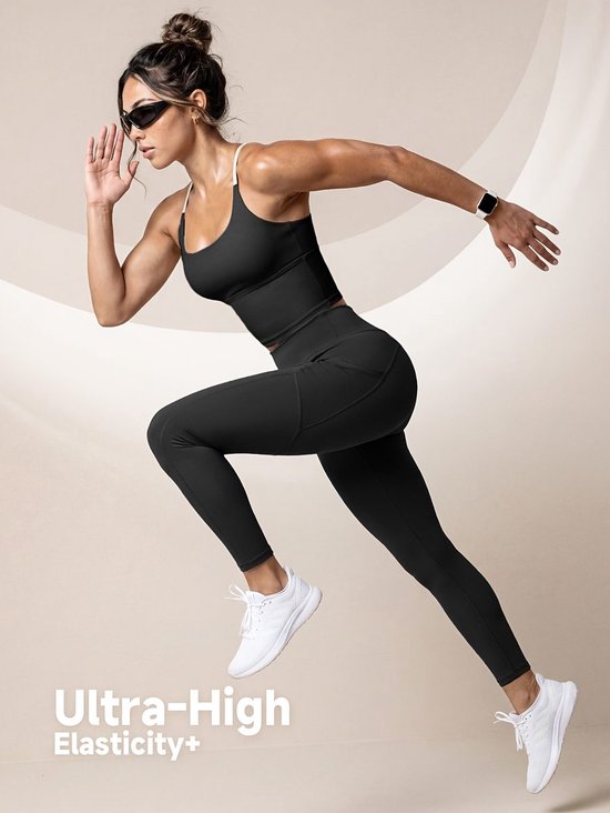 Currero Pilates Pak Dames - Yoga - Buttshaper - Gym - Fitness - Butt Lift - Bil Vergrotend - Heup Liftend - Yogakleding - Zwart + Zwart M — afbeelding 2