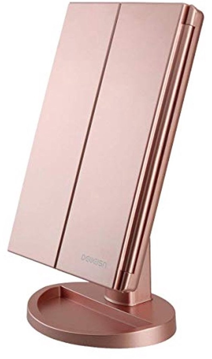 Trifold Make-upspiegel met 21 LEDs en vergroting 1x/2x/3x