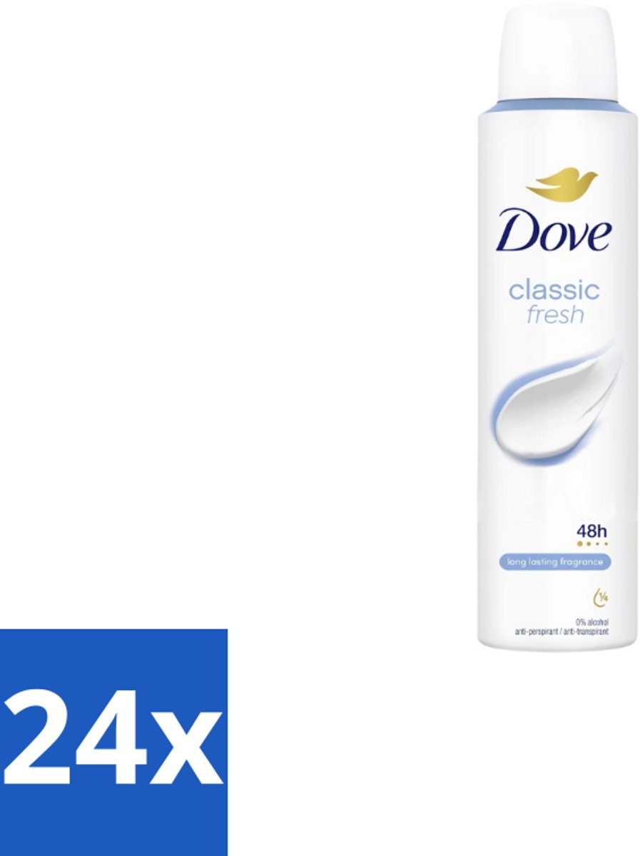 Dove – Deodorant Spray – Classic Fresh – 200 ml - Voordeelverpakking - 24 stuks