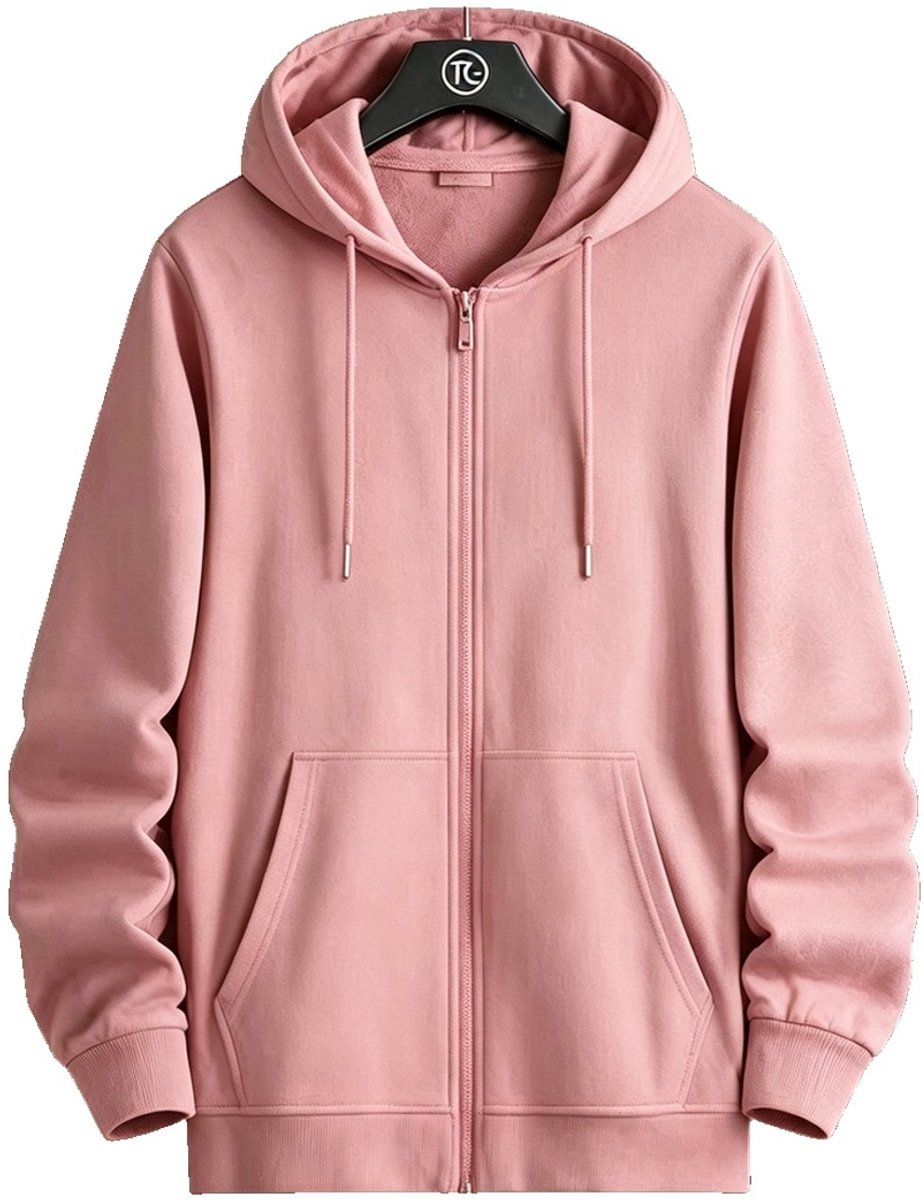 Currero Vest Heren Met Rits Sweater Cardigan Gebreid Sweaters Hoodie Warme Trui Lange Mouw Roze
