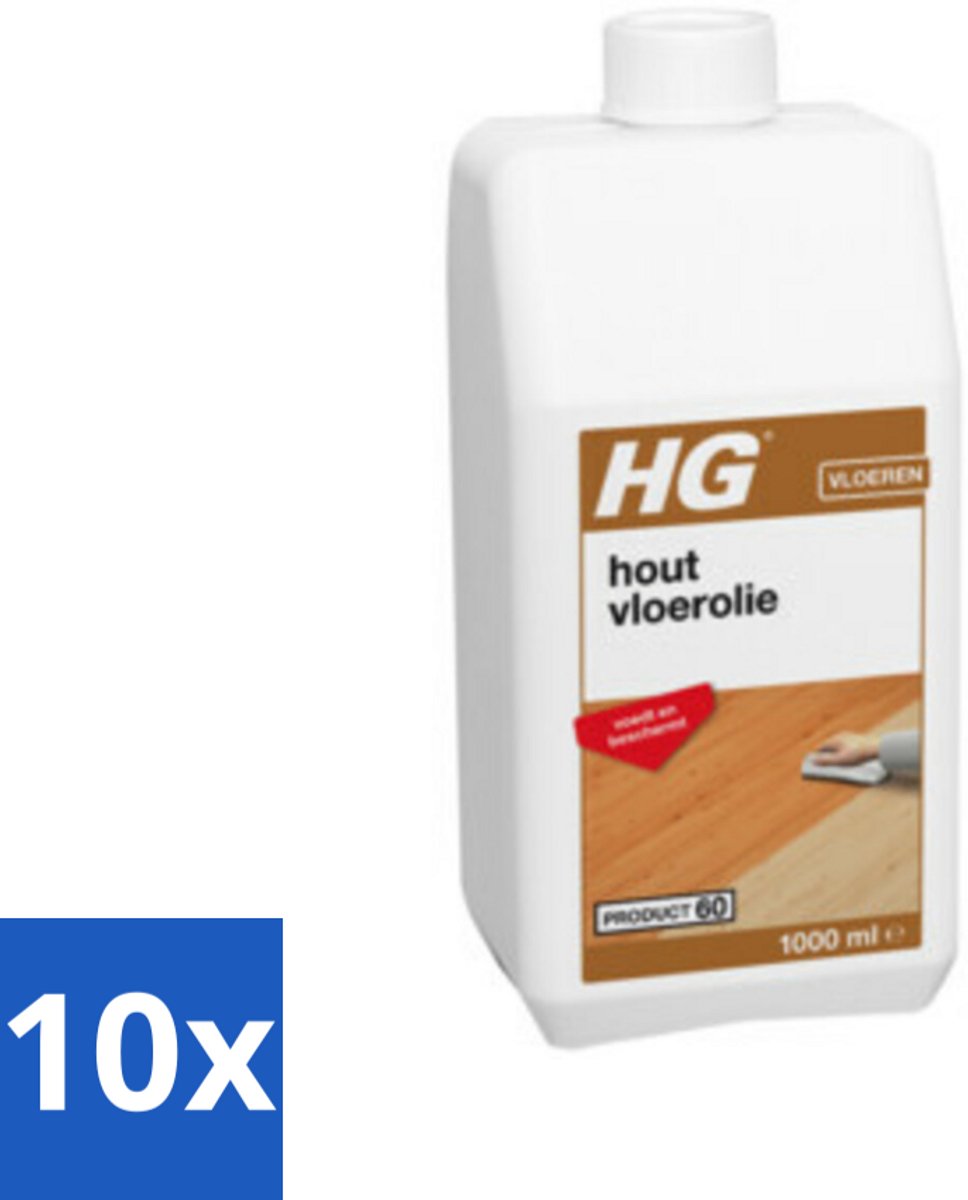 10 x HG Hout Vloerolie 1 liter - Houten Vloerolie - Voedende Vloerolie - Hout Beschermt - Hout Uitdroging - Hout Vlekken