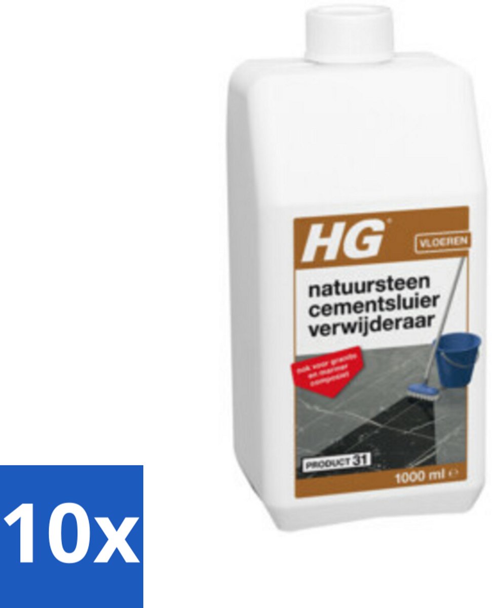 10 x HG Natuursteen Cement & Kalksluier Verwijderaar 1 liter - Natuursteen Cement Verwijderen - Cement En Kalksluier Verwijderen - Natuursteen Reinigen - Marmer Reinigen - Travertin Reinigen