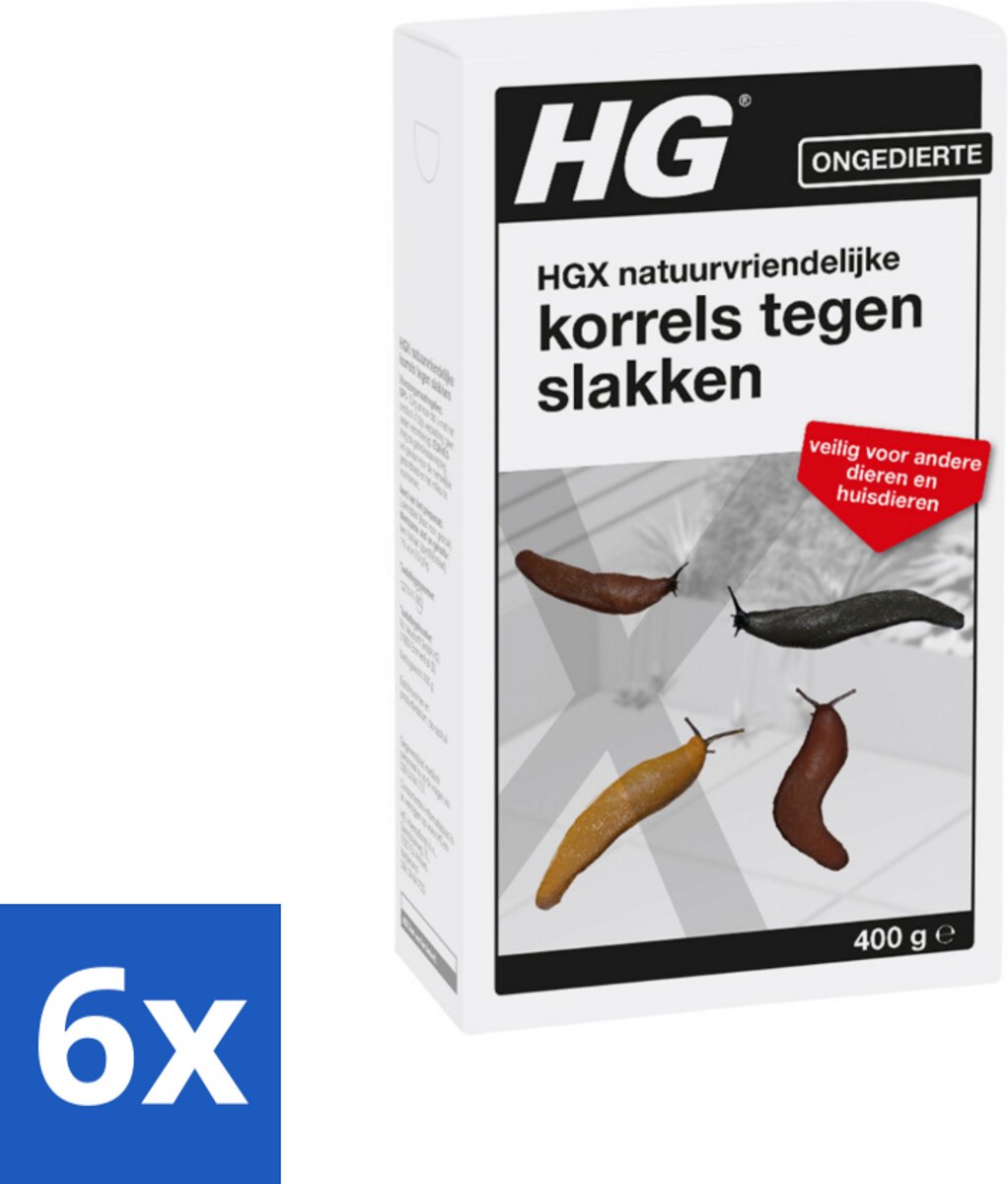 6 x HG X Natuurvriendelijke Korrels Tegen Slakken 400 gr - Slakken Bestrijding - Natuurlijke Korrels - Slakkenwering - Tuinbescherming - Diervriendelijk