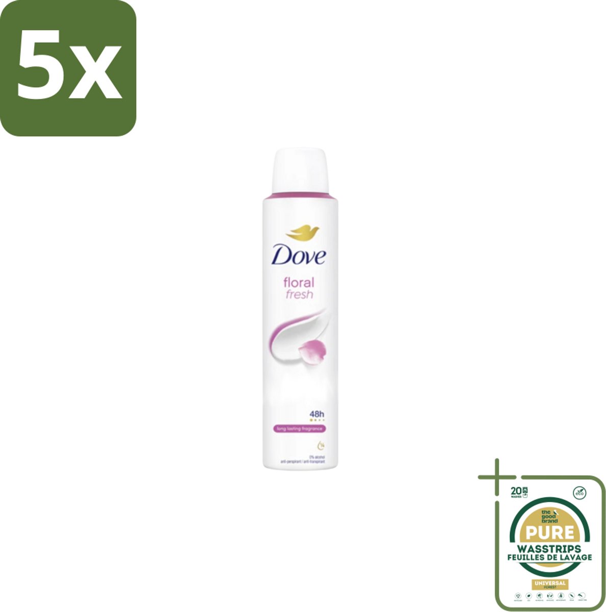 5 x Dove – Deodorant Spray – Floral Fresh – 200 ml - Grootverpakking - Anti-transpirant Spray - Zweetvermindering - Geur - Bloemige Geur - Geurvermindering