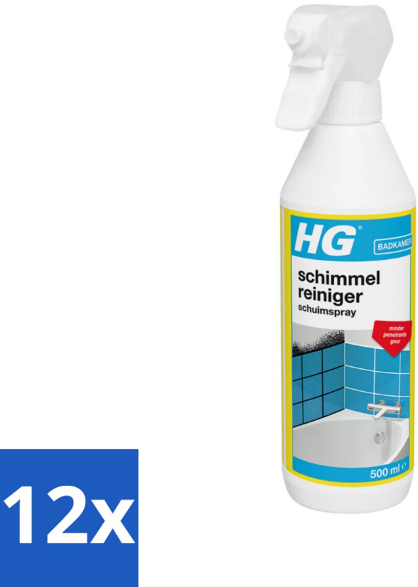 12 x HG Schimmel & Aanslagreiniger Schuimspray 500 ml - Schimmelreiniger - Schimmelverwijderaar - Schimmelbestrijding - Schimmel Op Tegels - Schimmel In Badkamer