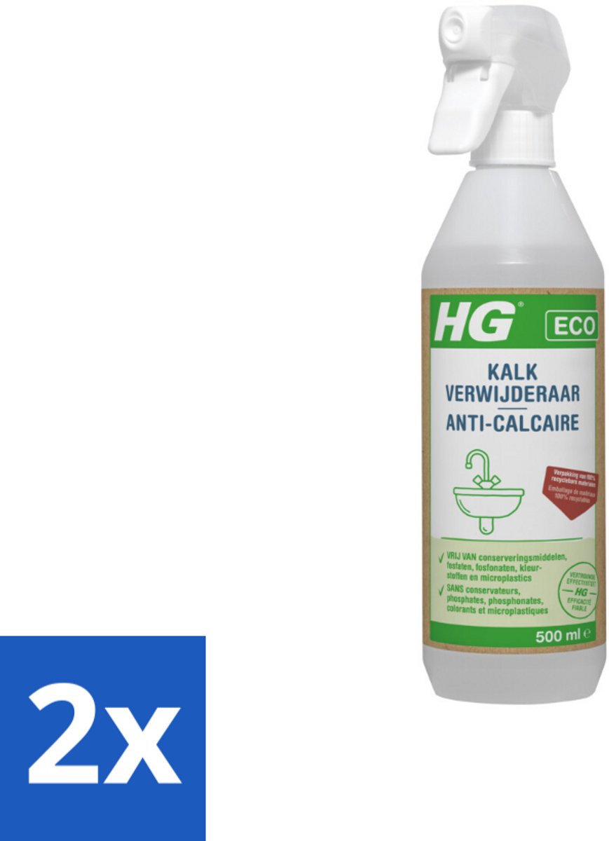 2 x HG Eco Kalkreiniger 500 ml - Kalkverwijderaar - Kalk - Schoonmaak - Ecologisch - Milieuvriendelijk
