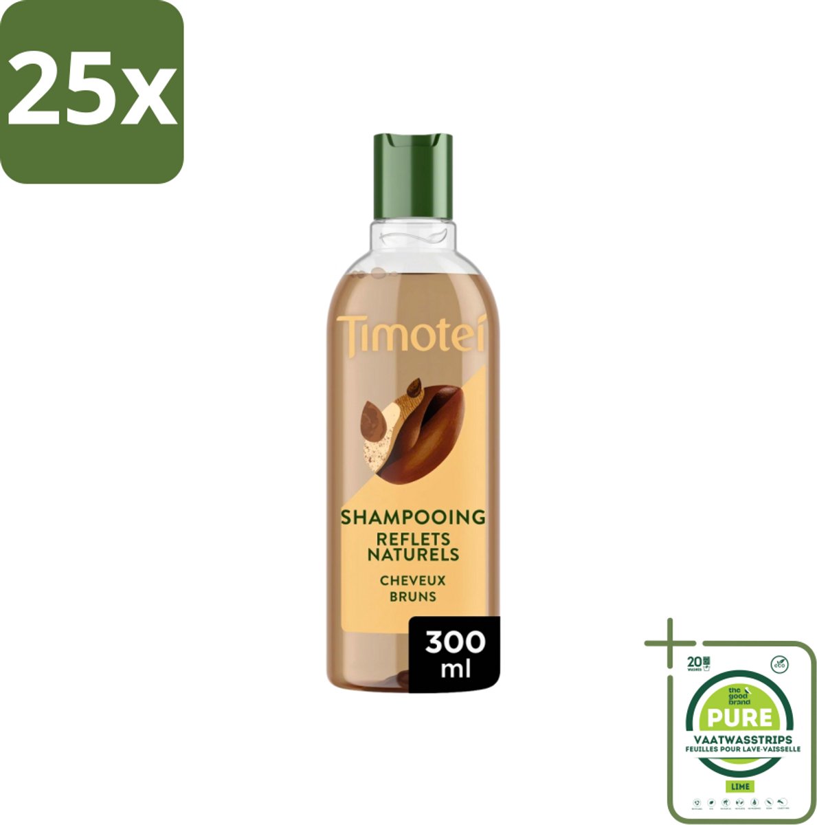 25 x Timotei - Shampoo - Intens Bruin - 300 ml - Grootverpakking - Bruin Haar Shampoo - Henna Shampoo - Natuurlijke Shampoo - Siliconen Shampoo - Duurzame Shampoo