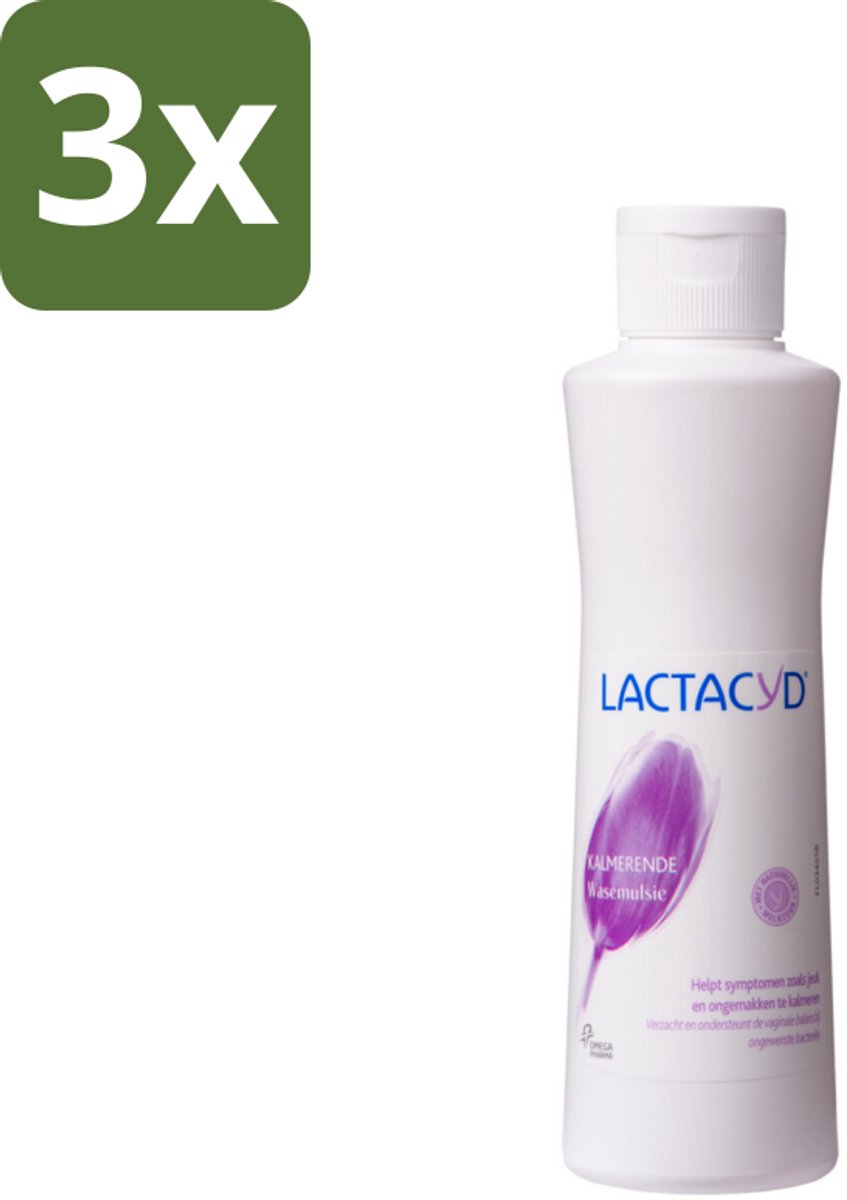3 x Lactacyd – Kalmerend – Verzachtend – 250 ml - Kalmerende Wasemulsie - Intieme Verzorging - Jeuk Verlichten - Roodheid Verlichten - Irritatie Verlichten