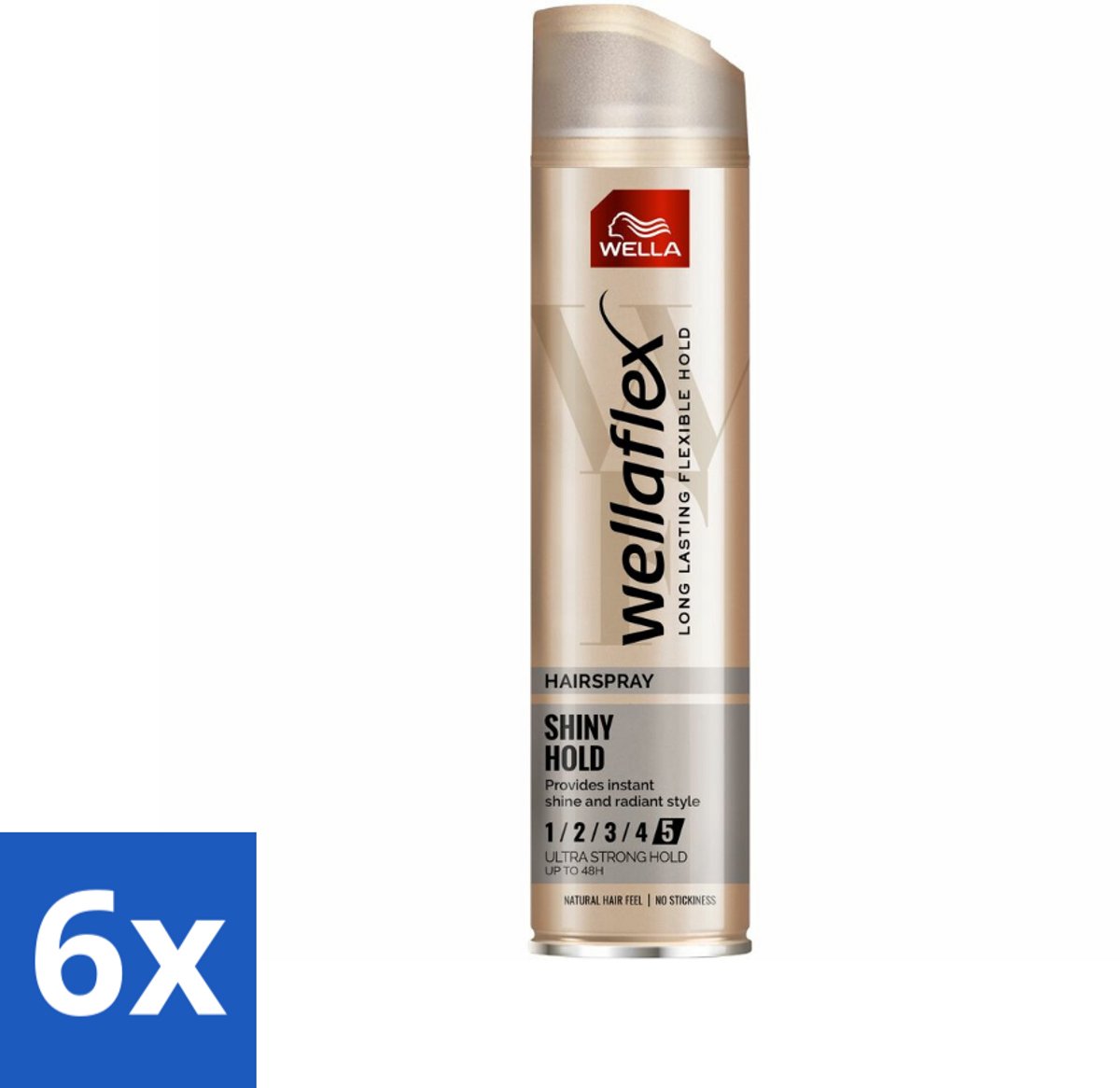 6 x Wella – Flex Shine Ultra Strong – Haarspray – 250 ml - Haarspray - Glans - Fixatie - Haarverzorging - UV Bescherming