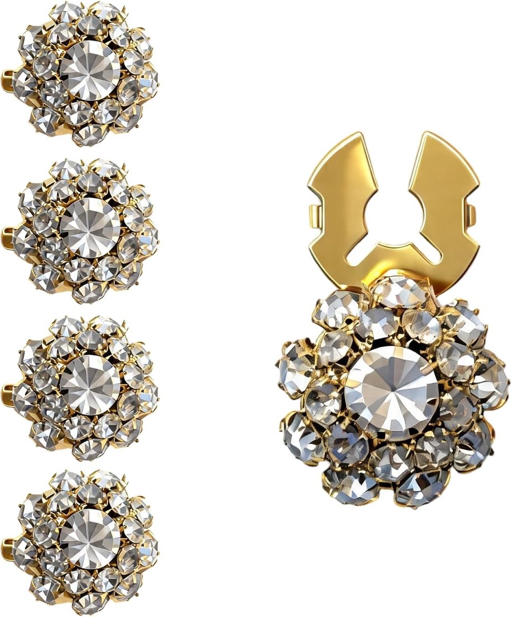 Afneembare strass-knopen, 5 stuks decoratieve glanzende knopen voor kostuum, overhemd en DIY-accessoires, elegante stijl en veelzijdig gebruik