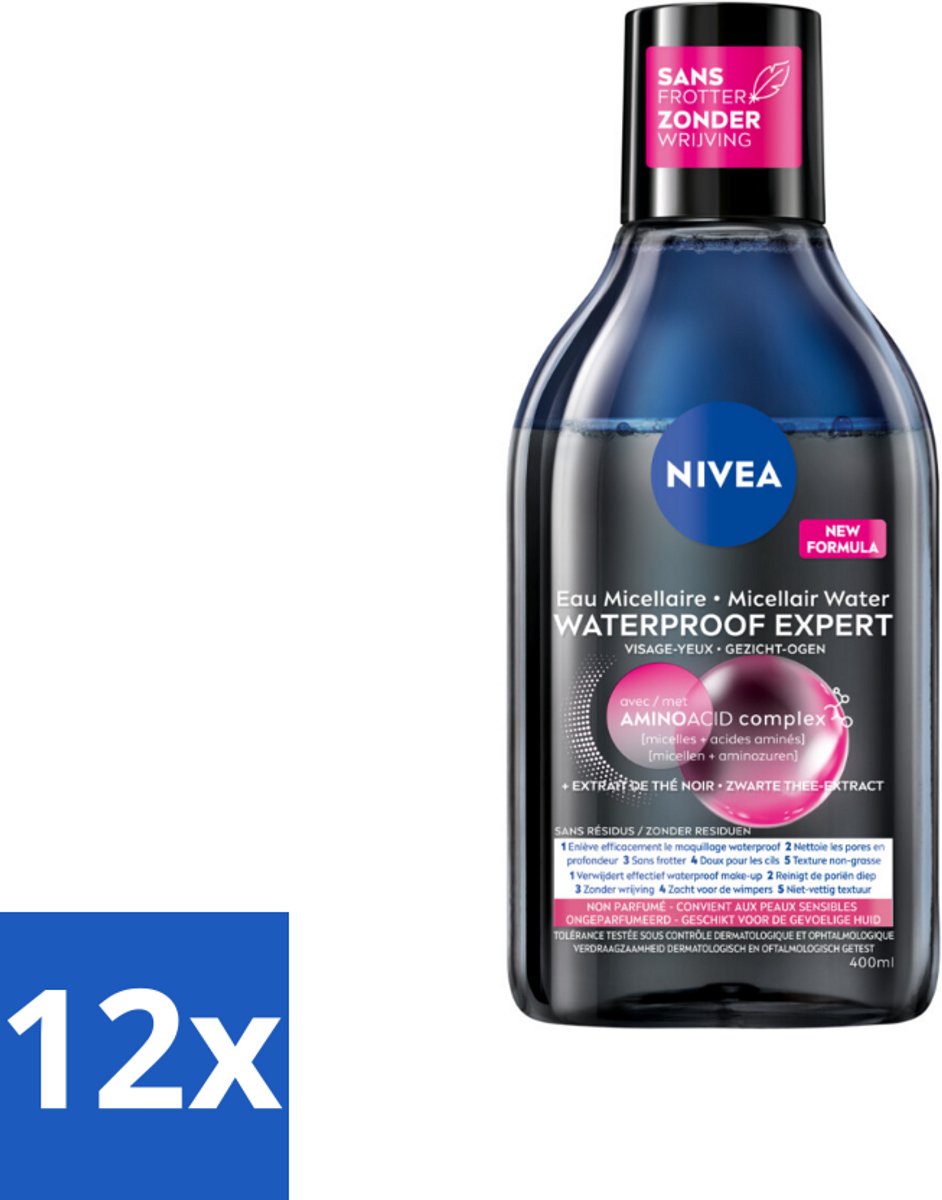 12 x NIVEA – Micellair Reinigingswater – Waterproof Expert – 400 ml - Reiniging Make-up - Make-up Verwijderen - Micellair Water - Huid Reinigen - Waterproof Make-up Verwijderen