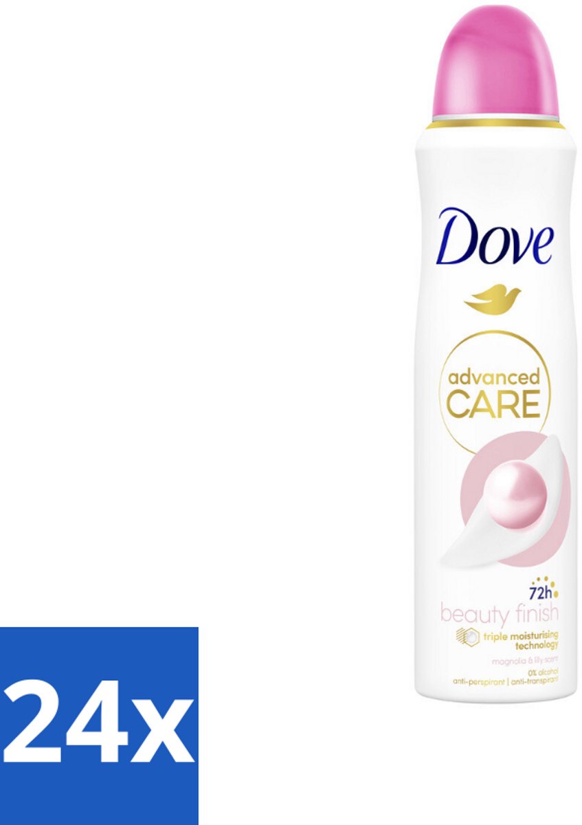 24 x Dove – Deodorant Spray – Beauty Finish – 150 ml - Anti-transpirant Spray - Huidverzorging - Stralende Huid - Geur Magnolia - Geur Lelie