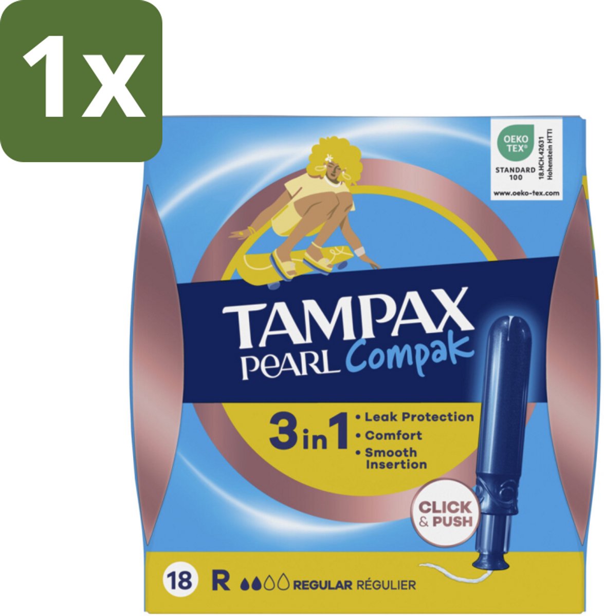 1 x Tampax – Tampons – Pearl Compak Regular met Inbrenghuls – 18 Tampons - Koffie - Koffiezetapparaat - Koffiezetapparaat