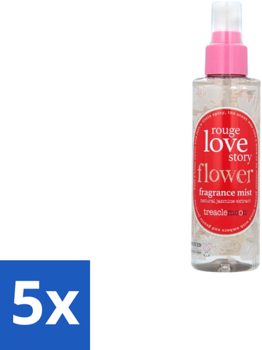 5 x Treaclemoon – Body Mist – Rouge Love Story – 150 ml - Body Mist - Vrouwelijke Geur - Bloemige Geur - Fruitige Geur - Verfrissend