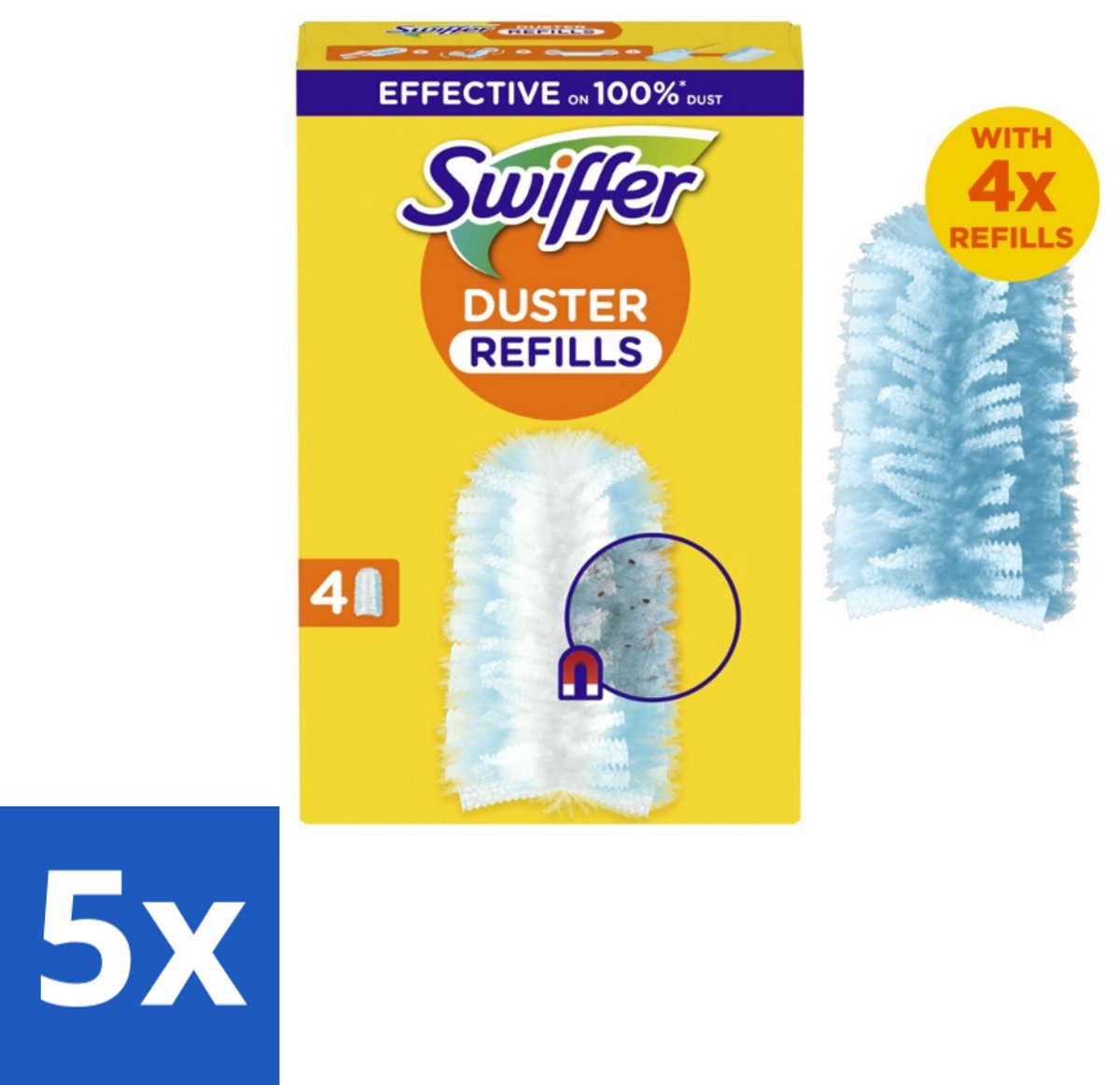 5 x Swiffer - Duster – Voor Stofwisser – 4 navullingen - Stofwisser Navullingen - Stofwisser - Stofwisser Handvat - Stofwisser Voor Huis - Stofwisser Voor Auto