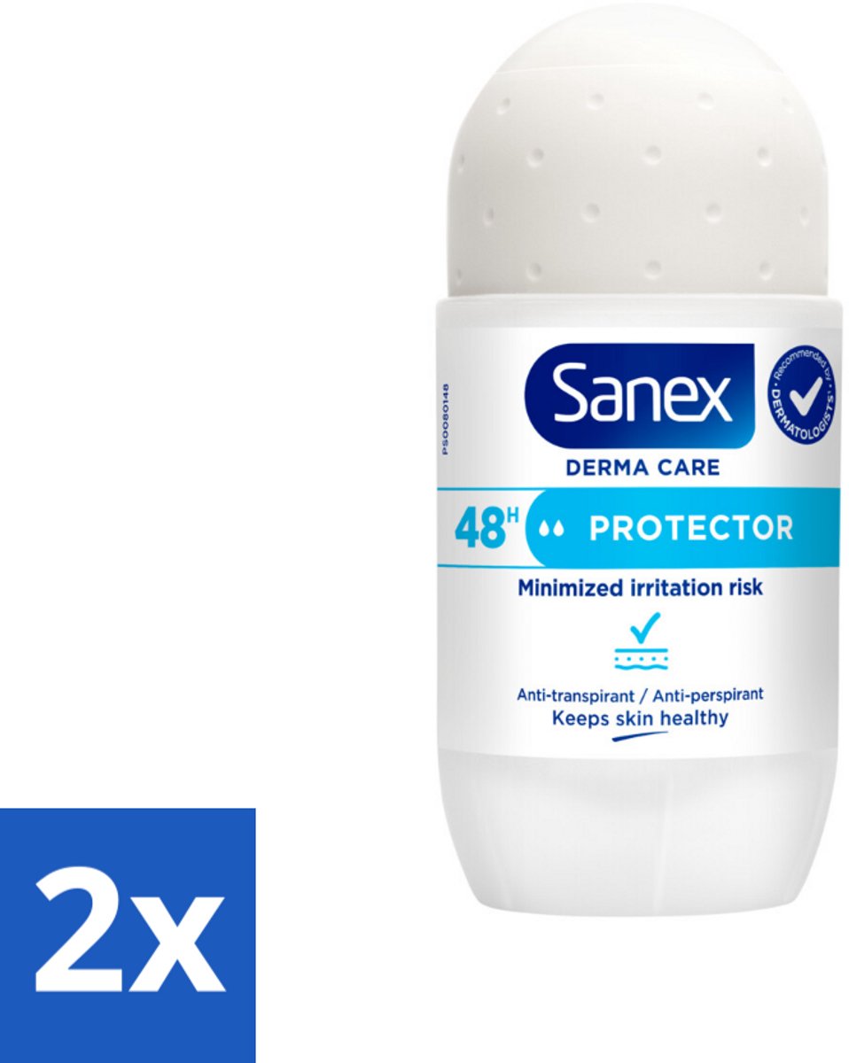2 x Sanex – Deodorant Roller – Dermo Protector – 53 ml - Deodorant Roller - Huidbescherming - Zweetbehandeling - Geurvervoeging - Mineralen