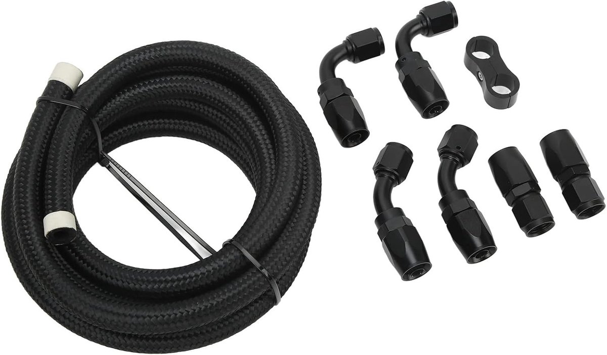 3 Meter Brandstofslang Kit AN6 - Nylon Slang, Aluminium Aansluitingen voor Koelvloeistof en Hydraulische Toepassingen