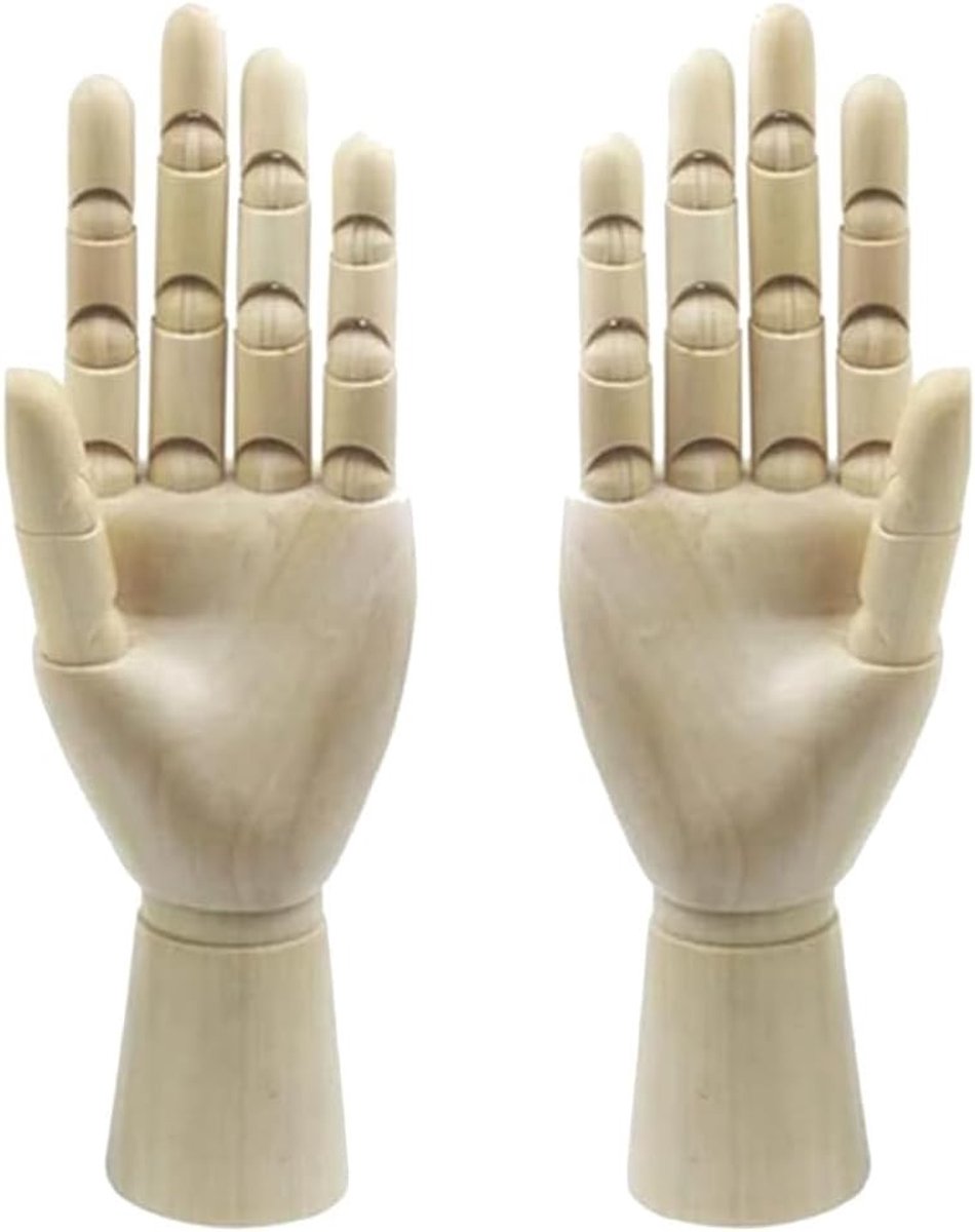 Houten beweegbare handen set van 2, ideaal voor tekenen, schilderen en anatomie studie, perfect voor kunstenaars en studenten