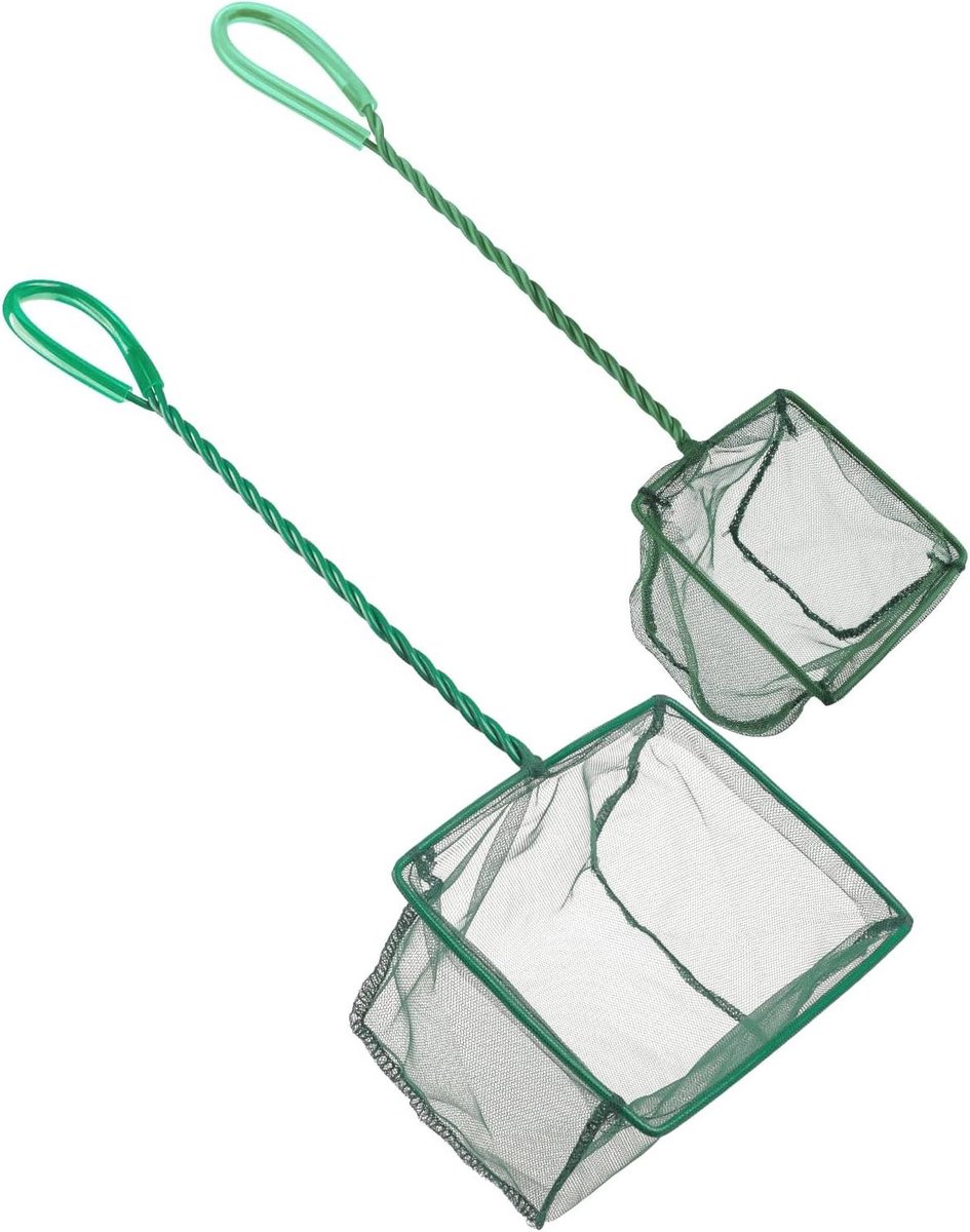 Visnet Set - Schepnet Aquarium - Vissen Vangen - Fijn Nylon Netwerk - 10 en 15 cm - Groen
