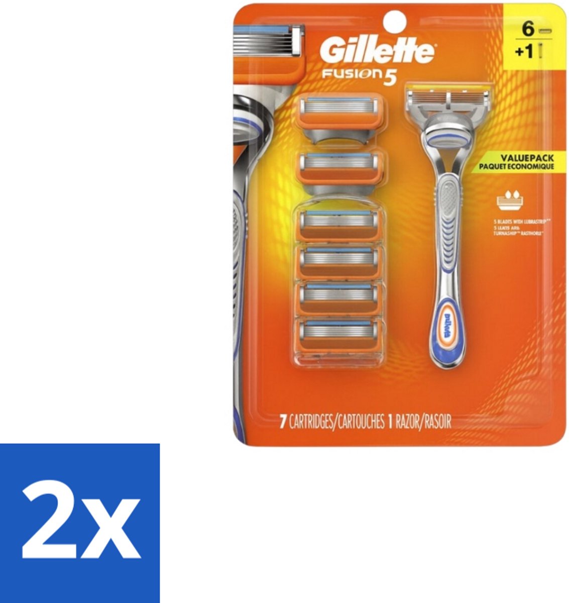 2 x Gillette - Fusion5 – Houder + 6 Mesjes - Scheermesjes - Glad Scheeren - Comfortabel Scheeren - Huidbescherming - Precisietrimmer