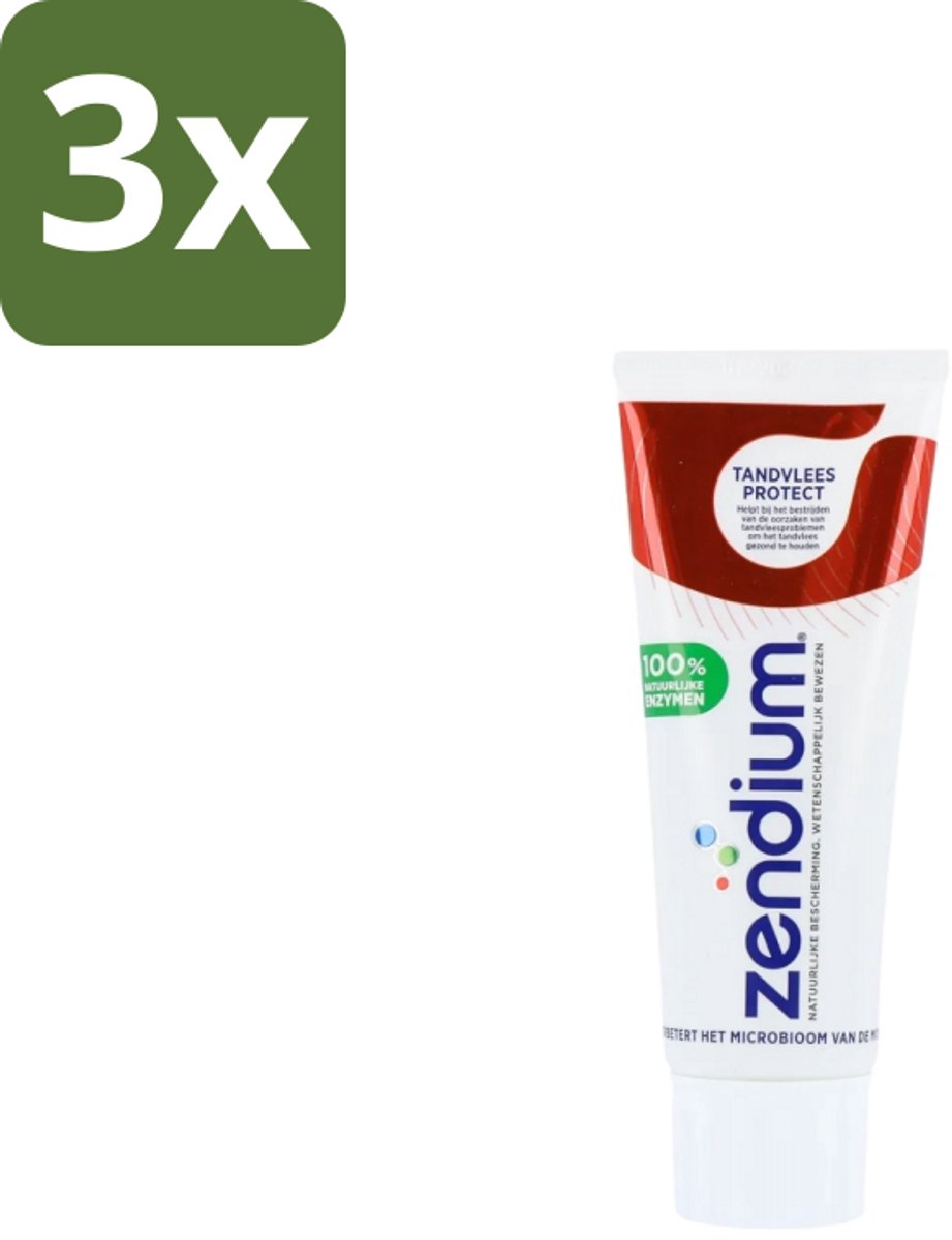 3 x Zendium – Tandpasta – Tandvlees Protect – 75 ml - Tandvlees Bescherming - Gevoelig Tandvlees - Natuurlijke Tandpasta - Fluoride - Mondgezondheid