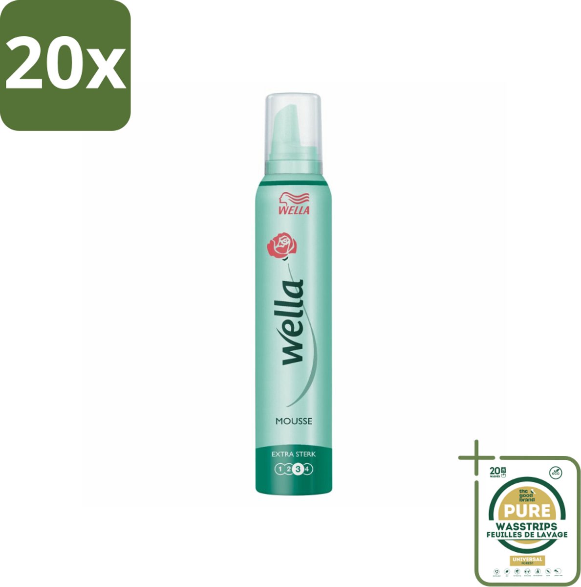 20 x Wella Extra Strong Hold Haarmousse 200 ml - Grootverpakking - Haarmousse - Versteviging - Stevigheid - Flexibiliteit - UV Bescherming