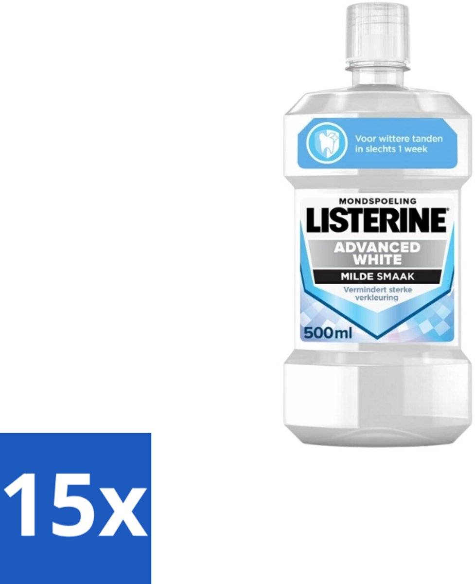 15 x Listerine – Mondwater – Advanced White – 500 ml - Mondwater - Mondverzorging - Tandenwitsen - Mondhygiëne - Mondspoelen