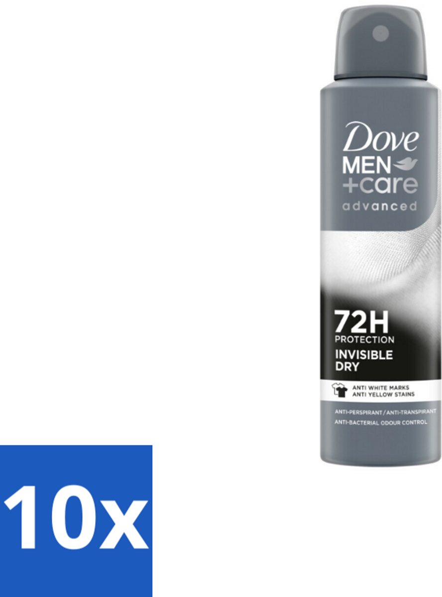 10 x Dove Men+Care – Deodorant Spray – Invisible Dry – 150 ml - Deodorant Spray Mannen - Deodorant Spray Voor Mannen - Deodorant Spray Zonder Vlekken - Deodorant Spray Voor Oksels - Deodorant Spray Voor Sport