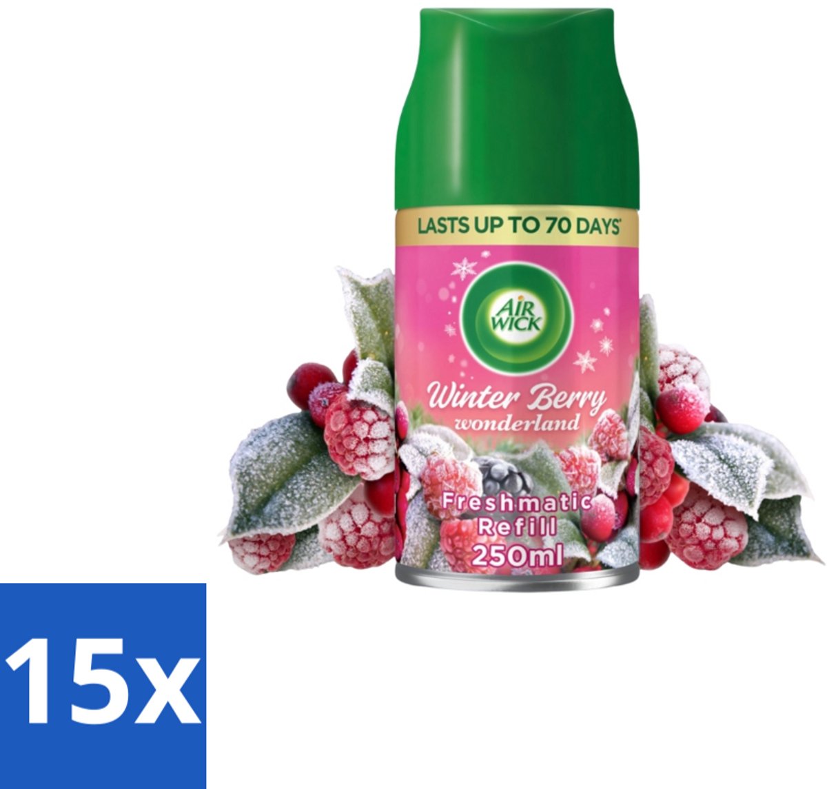 15 x Air Wick Freshmatic – Automatische Luchtverfrisser Navulling – Winter Berry Wonderland - 250 ml - Automatische Luchtverfrisser - Winterse Geur - Bessen-geur - Luchtverfrisser - Geurneutralisatie