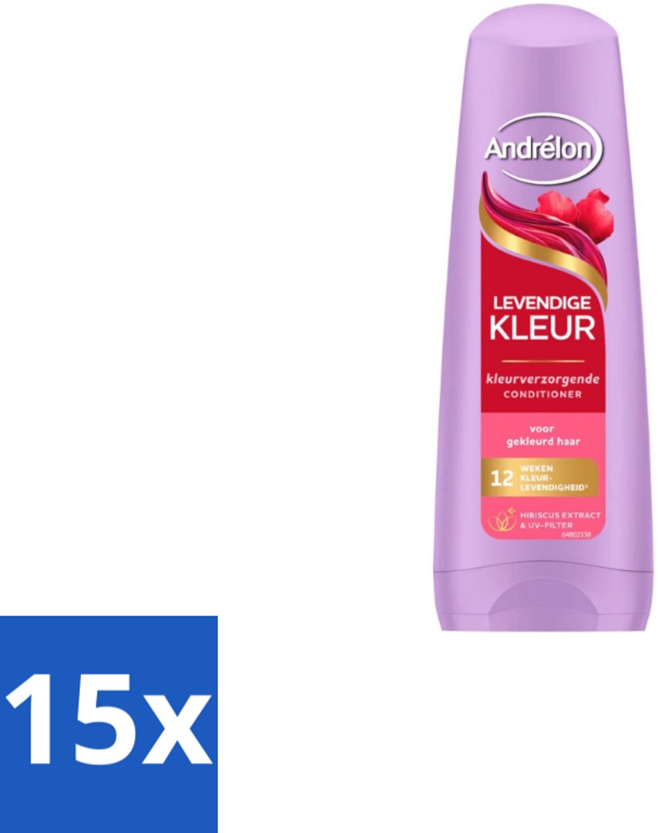 15 x Andrélon Conditioner Levendige Kleur 200 ml - Kleurvervanging - Haarkleur Bescherming - UV-filter - Hibiscus-extract - Haarkleur Levendigheid