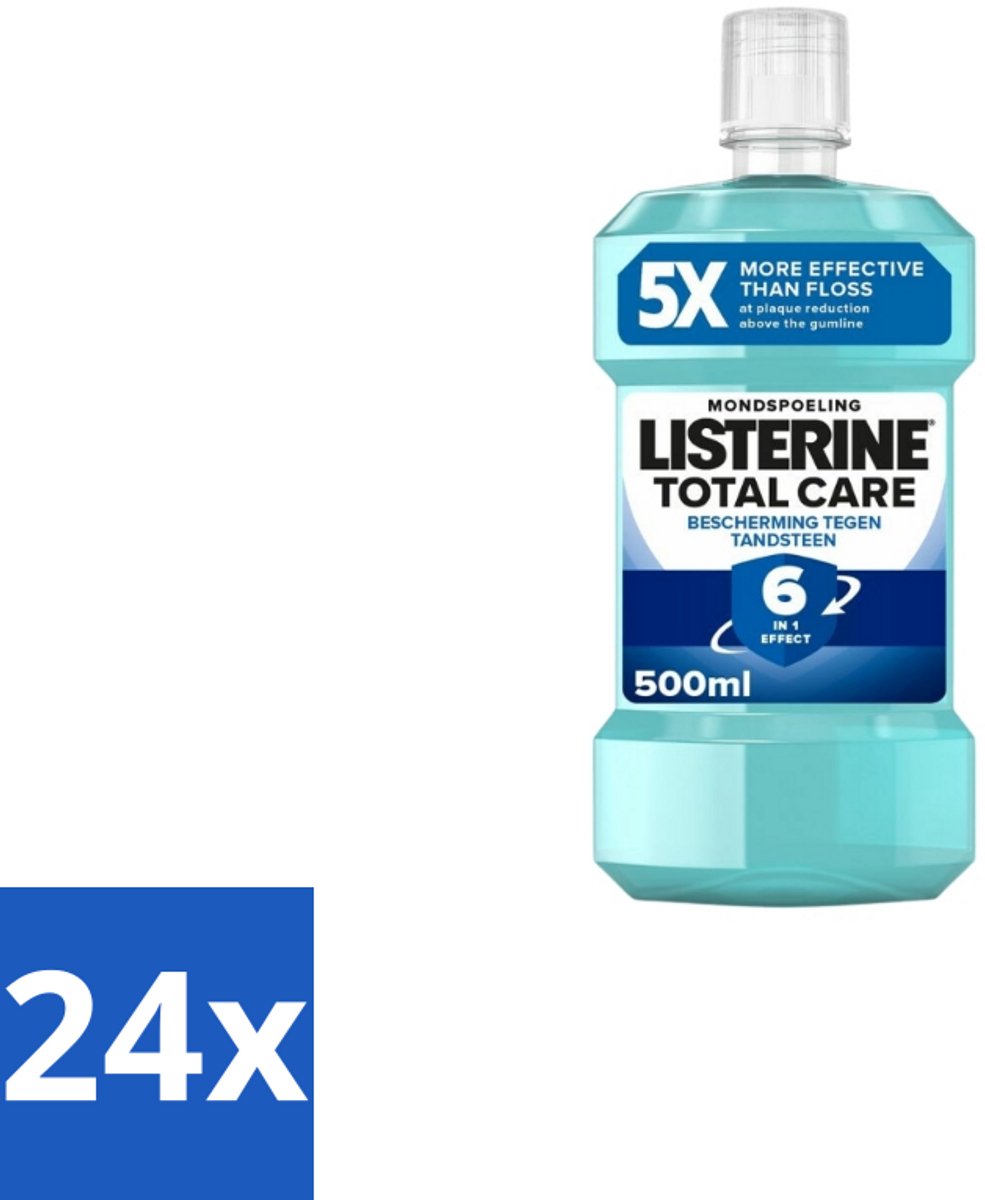 24 x Listerine – Mondwater – Total Care Bescherming Tegen Tandsteen – 500 ml - Tandsteen Voorkomen - Tandplak Verwijderen - Mondhygiëne - Frisse Adem - Tanden Wit