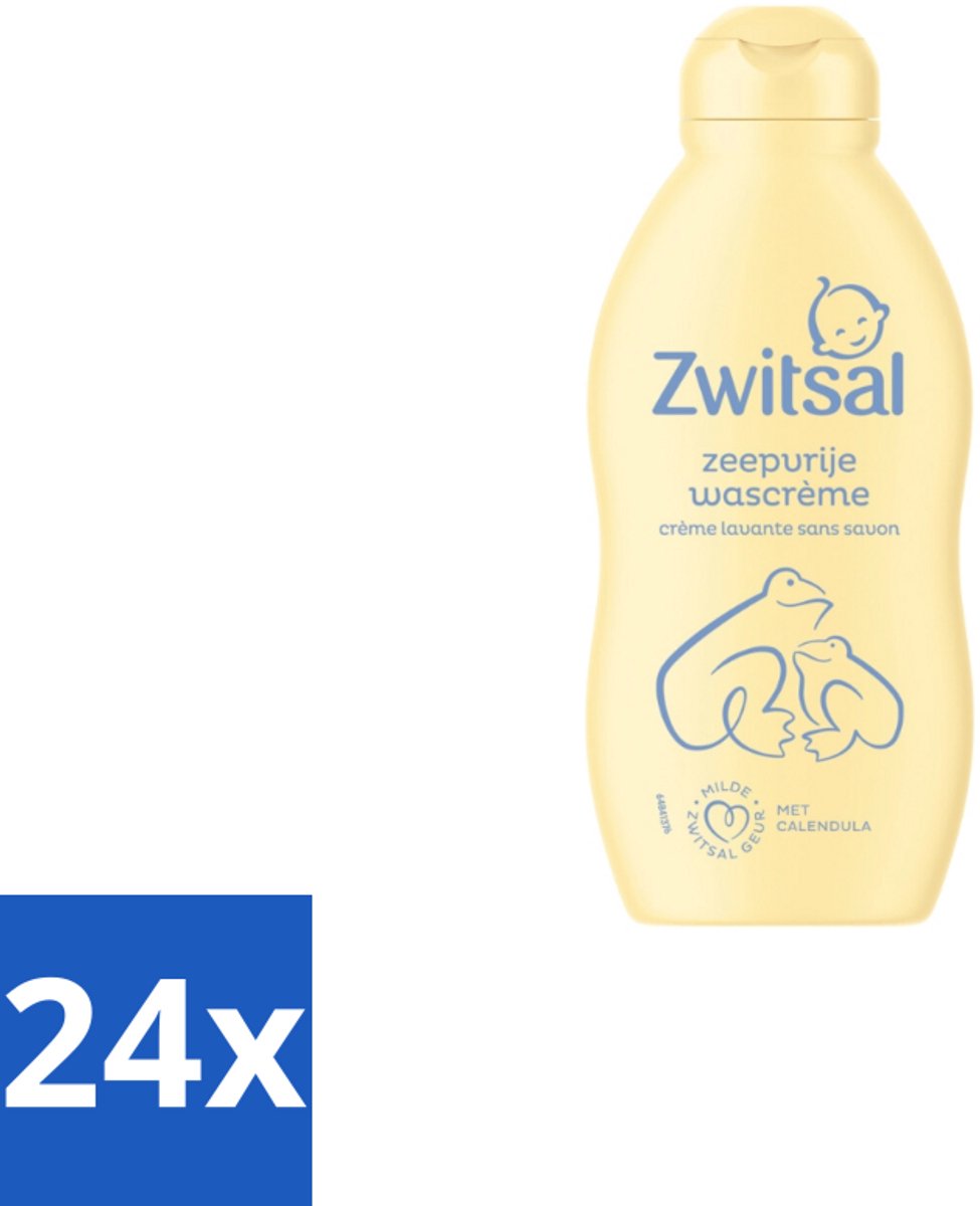 24 x Zwitsal – Wascrème – Zeepvrij met Calendula – 200 ml - Babyhuid Verzorging - Zeepvrije Wascrème - Calendula - Milde Wascrème - Anti-prik