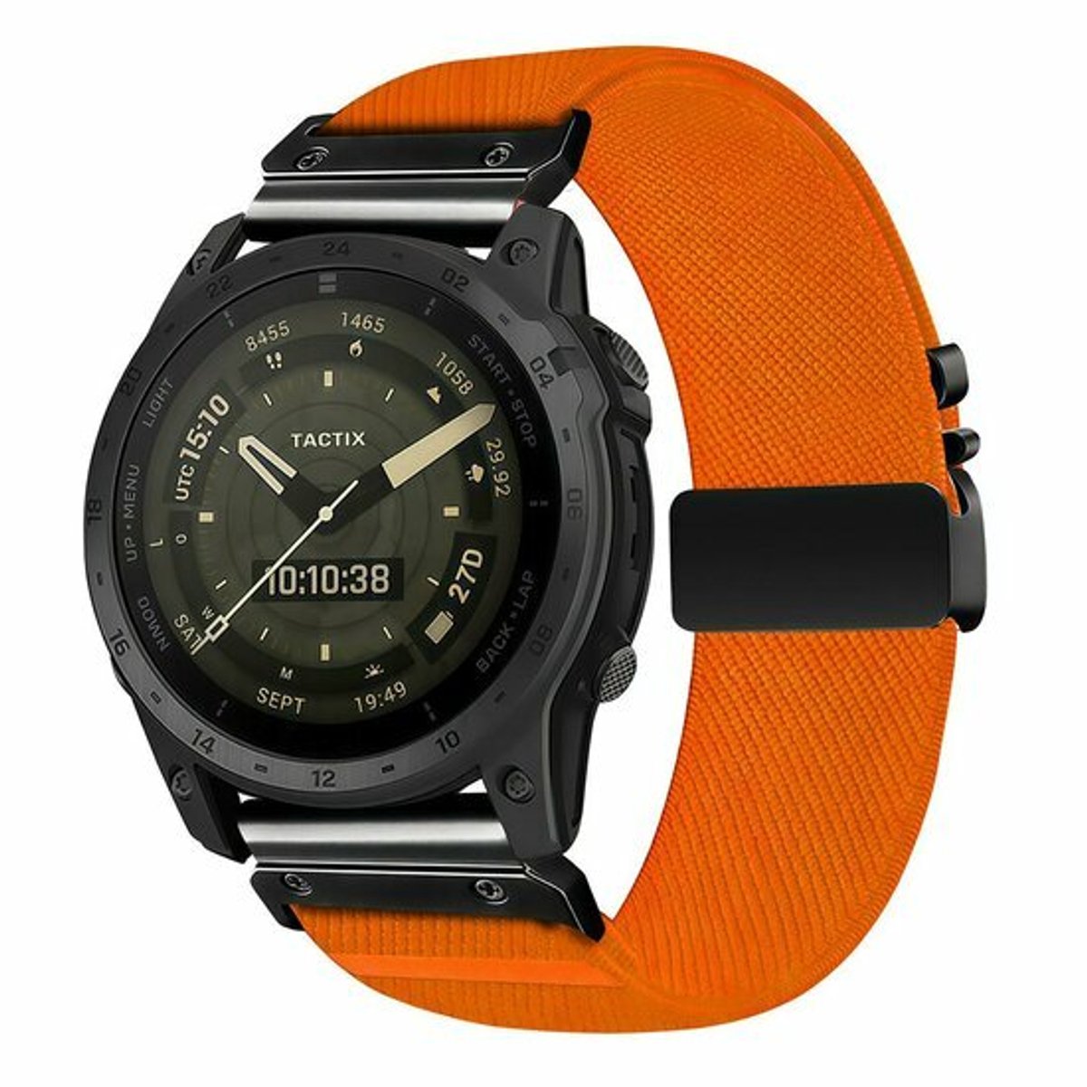 By Qubix - Geschikt voor Garmin bandje - 22mm Quickfit - Nylon bandje met parachute sluiting - Oranje - Geschikt voor Garmin Fenix 9 / 9 pro - 47mm