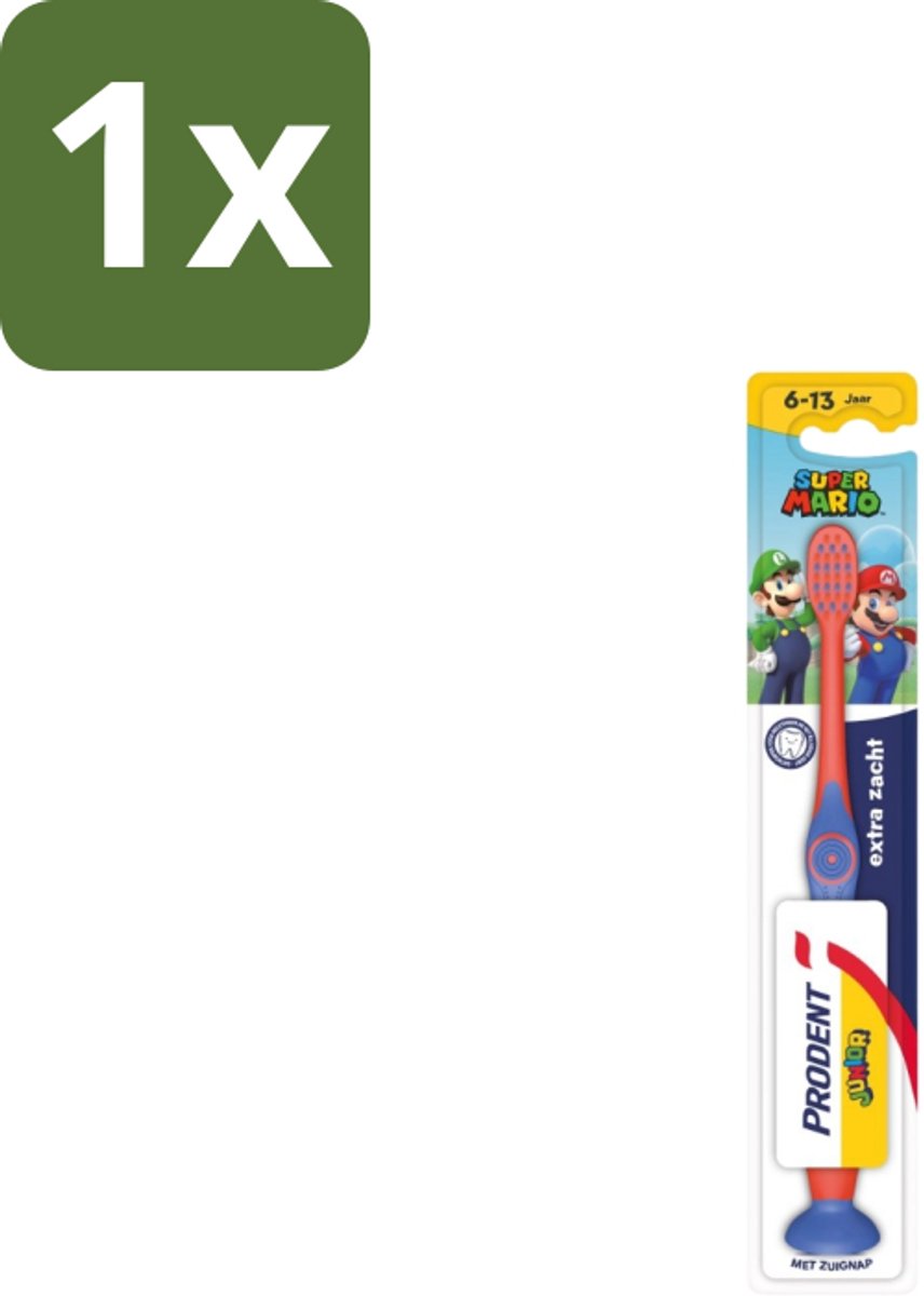 1 x Prodent – Tandenborstel – Super Mario – 6+ jaar - Tandenborstel Kinderen 6+ Jaar - Super Mario Tandenborstel - Tandenpoetsen Voor Kinderen - Prodent Super Mario - Tandenborstel 6-13 Jaar