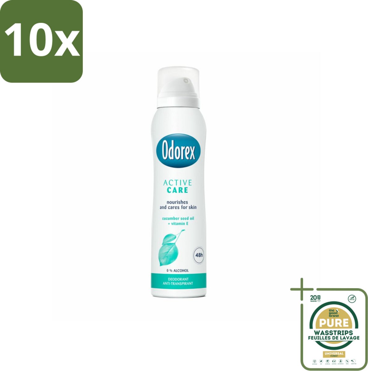 10 x Odorex Deodorant Spray Active Care 150 ml - Grootverpakking - Deodorant Spray - Actieve Bescherming - Zweet En Geur - Gevoelige Huid - Vitamine E
