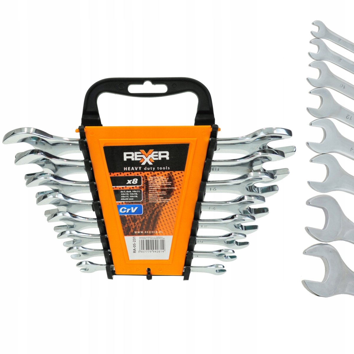 Vlaksleutel Set 6-22mm CrV, 8 Stuks