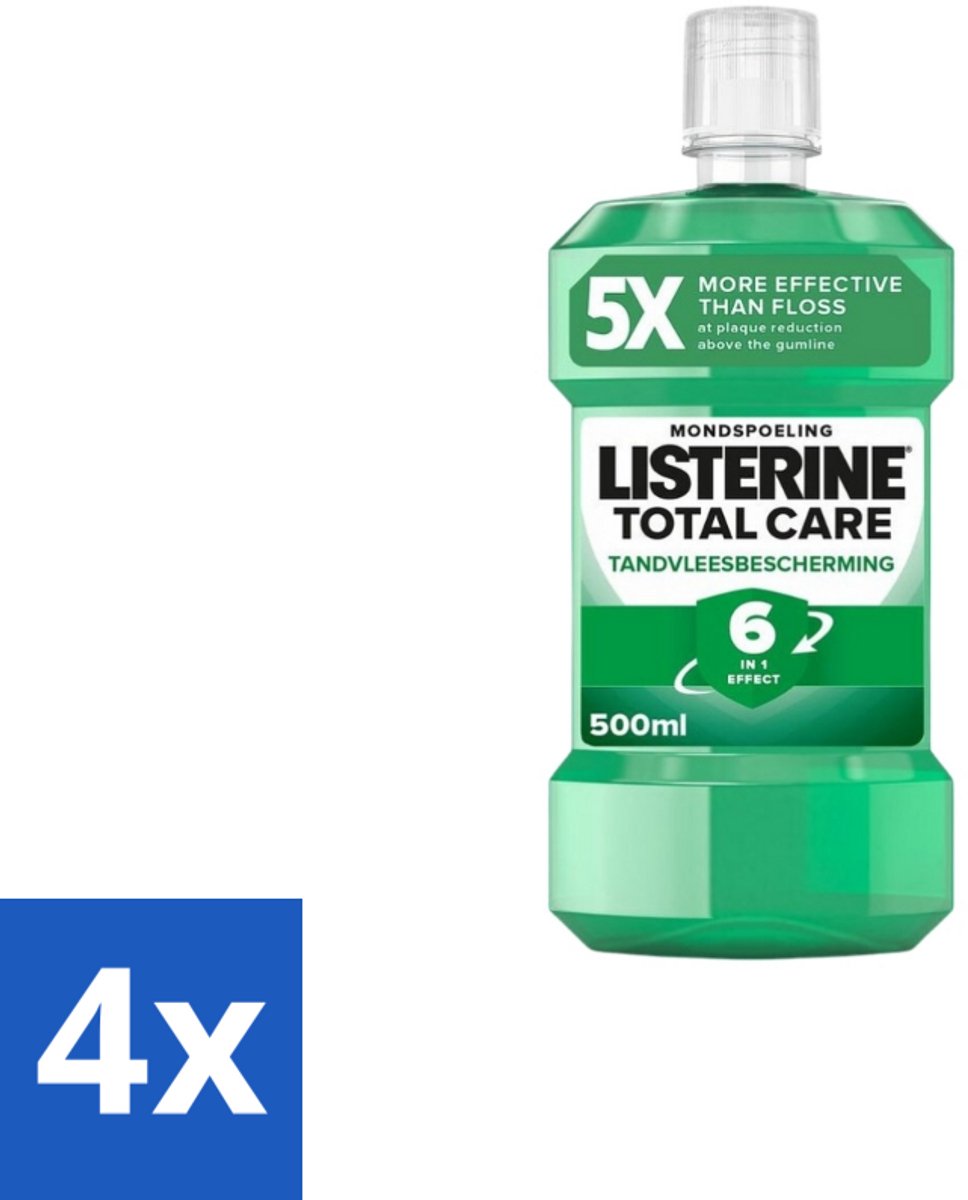 4 x Listerine – Mondwater – Total Care Tandvleesbescherming – 500 ml - Mondspoeling - Tandvleesbescherming - Tandplak - Tandsteen - Frisse Adem