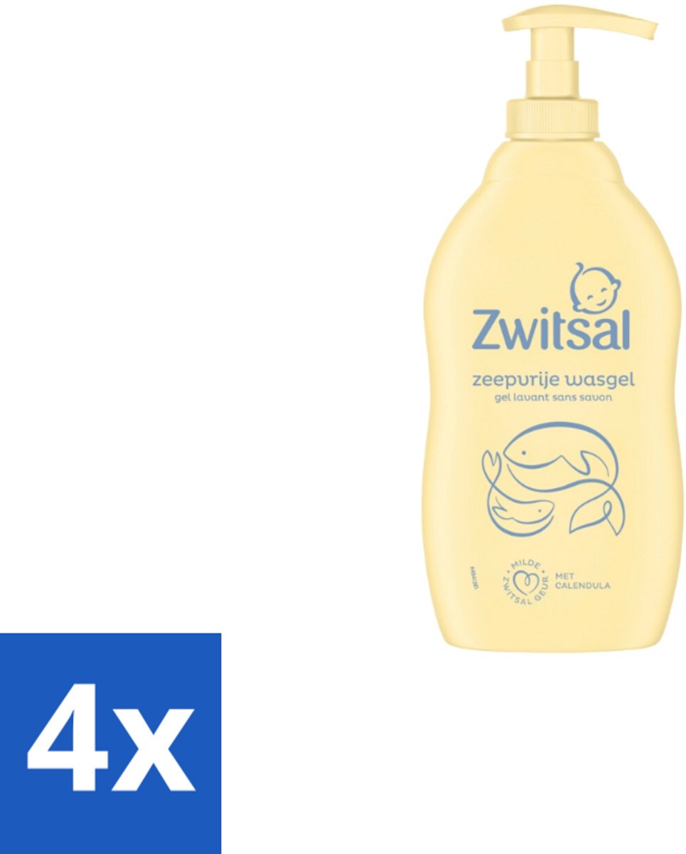4 x Zwitsal Zeepvrije Wasgel 400 ml - Babywasgel - Zeepvrije Wasgel - Babyhuid Verzorging - Milde Wasgel - Glycerine Wasgel