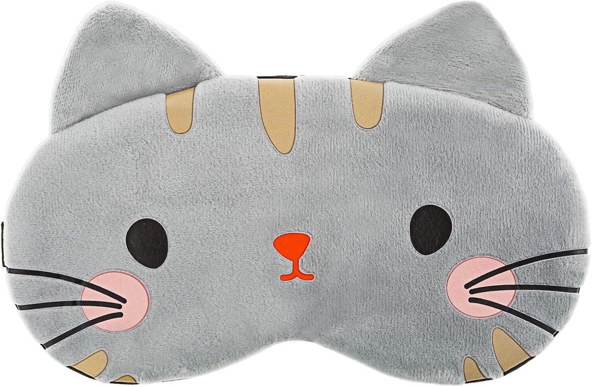 Schattig oogmasker voor slapen, zachte pluche cartoon kat blinddoek, comfortabel dieren oogbedekking voor volwassenen en kinderen, ideaal voor reizen en dutjes