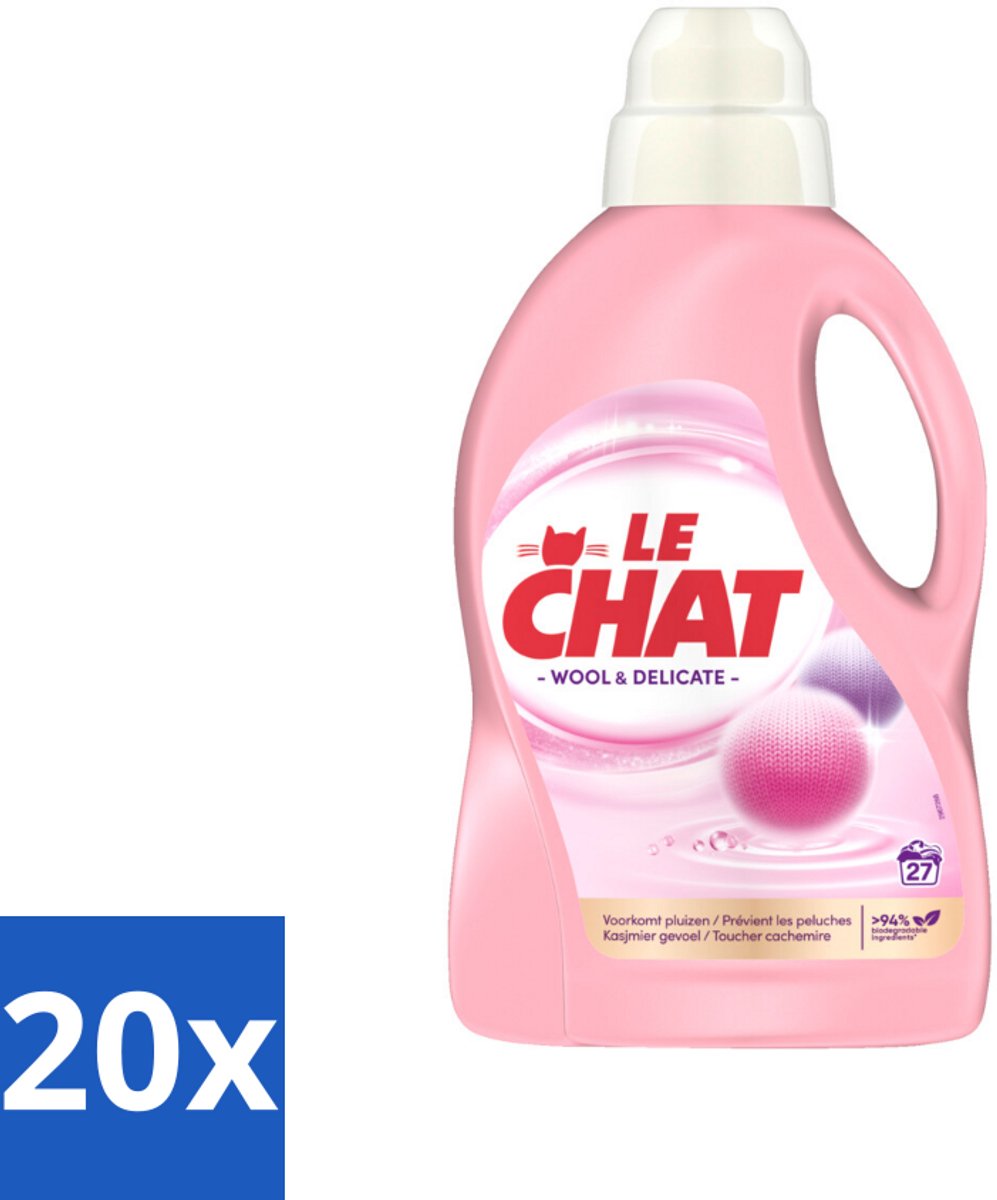 Le Chat – Vloeibaar Wasmiddel – Wol & Delicate Was – 1,35 L - Bulkverpakking - 20 stuks