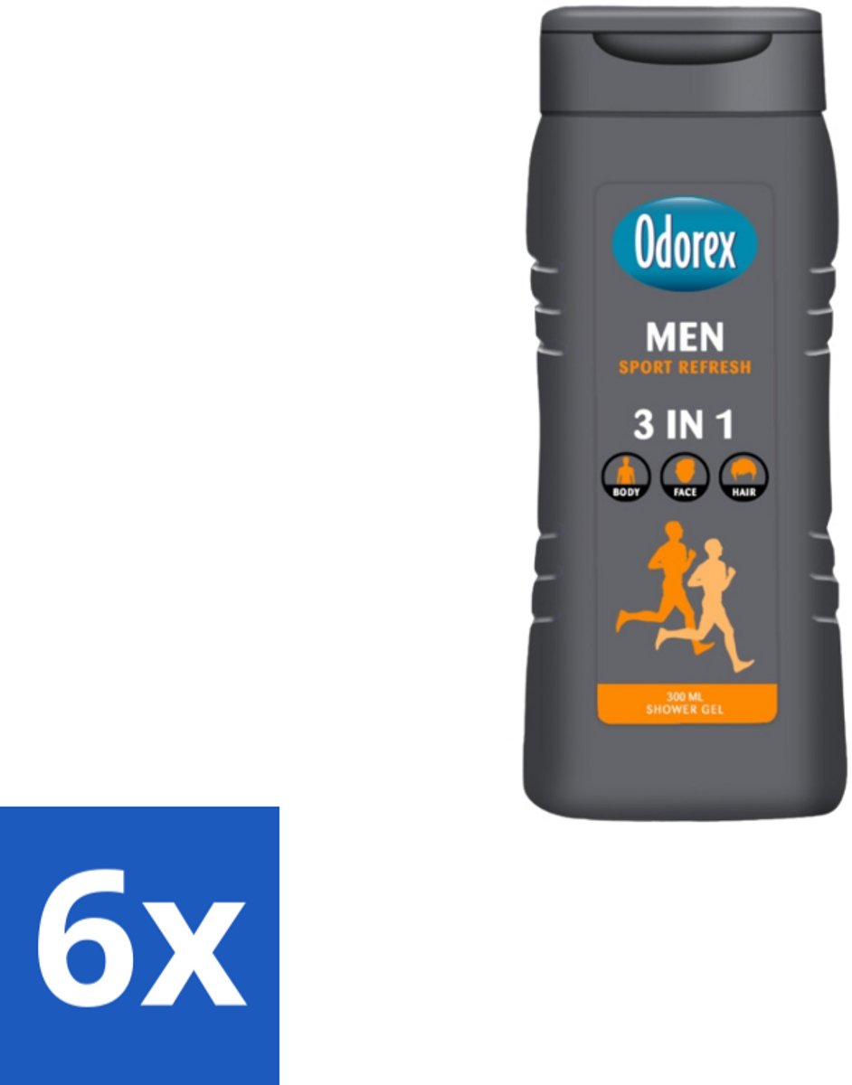 Odorex – Douchegel – For Men Sport Refresh – 300 ml - Voordeelverpakking - 6 stuks