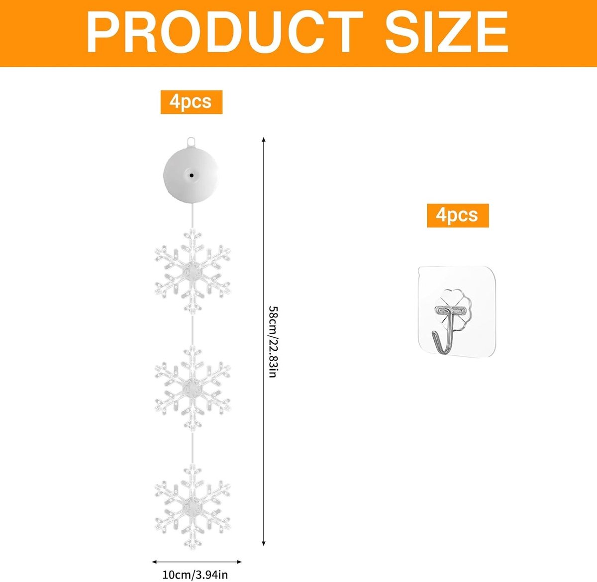 Sneeuwvlok Kerstverlichting - Wit - 4 Stuks - LED Decoratie met Timer - Voor Ramen en Buitendecoratie