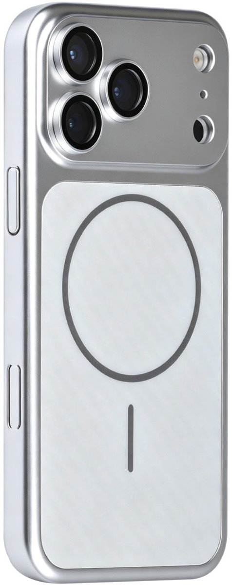 TUNIQ Backcover hoesje voor Apple iPhone 17 Pro Max - MagSafe met fiber pattern PC - Zilver