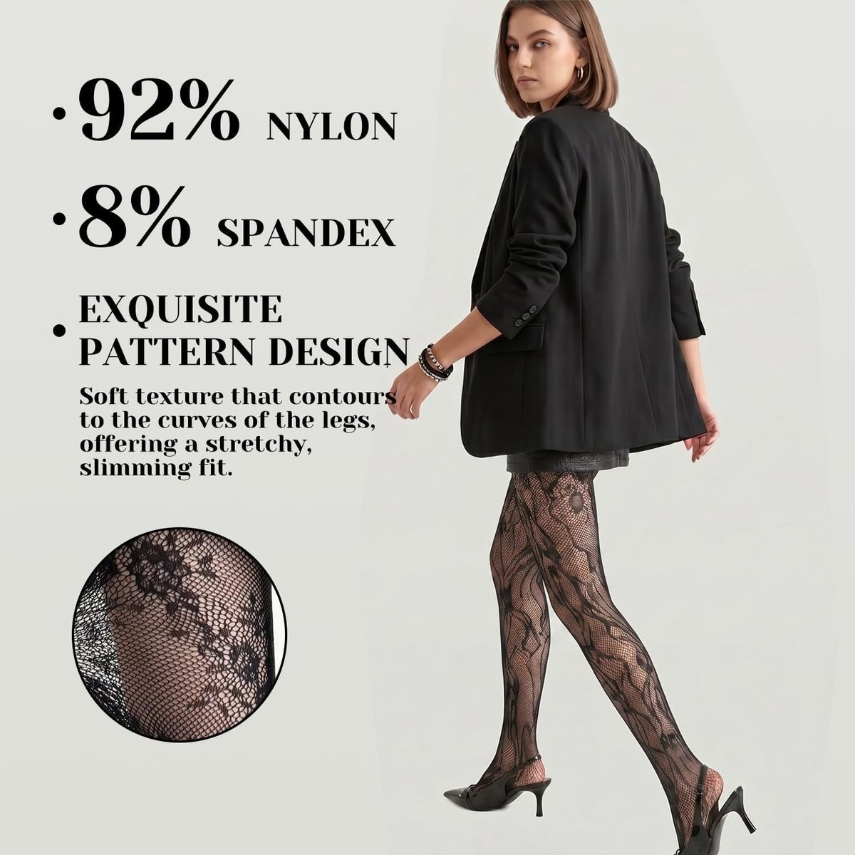 Zwarte Visnet Panty Kousen voor Dames - 2 Paar, One Size, Perfect voor Feestjes en Casual Outfits