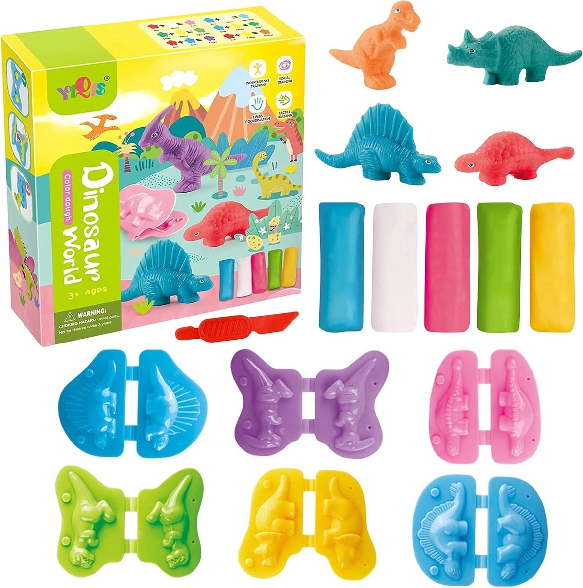 Kneeding Tools Set voor Kinderen - 12 Stuks Dinosaurussen Plasticine Gereedschap, Creatieve DIY Speelgoed en Educatieve Knutselaccessoires
